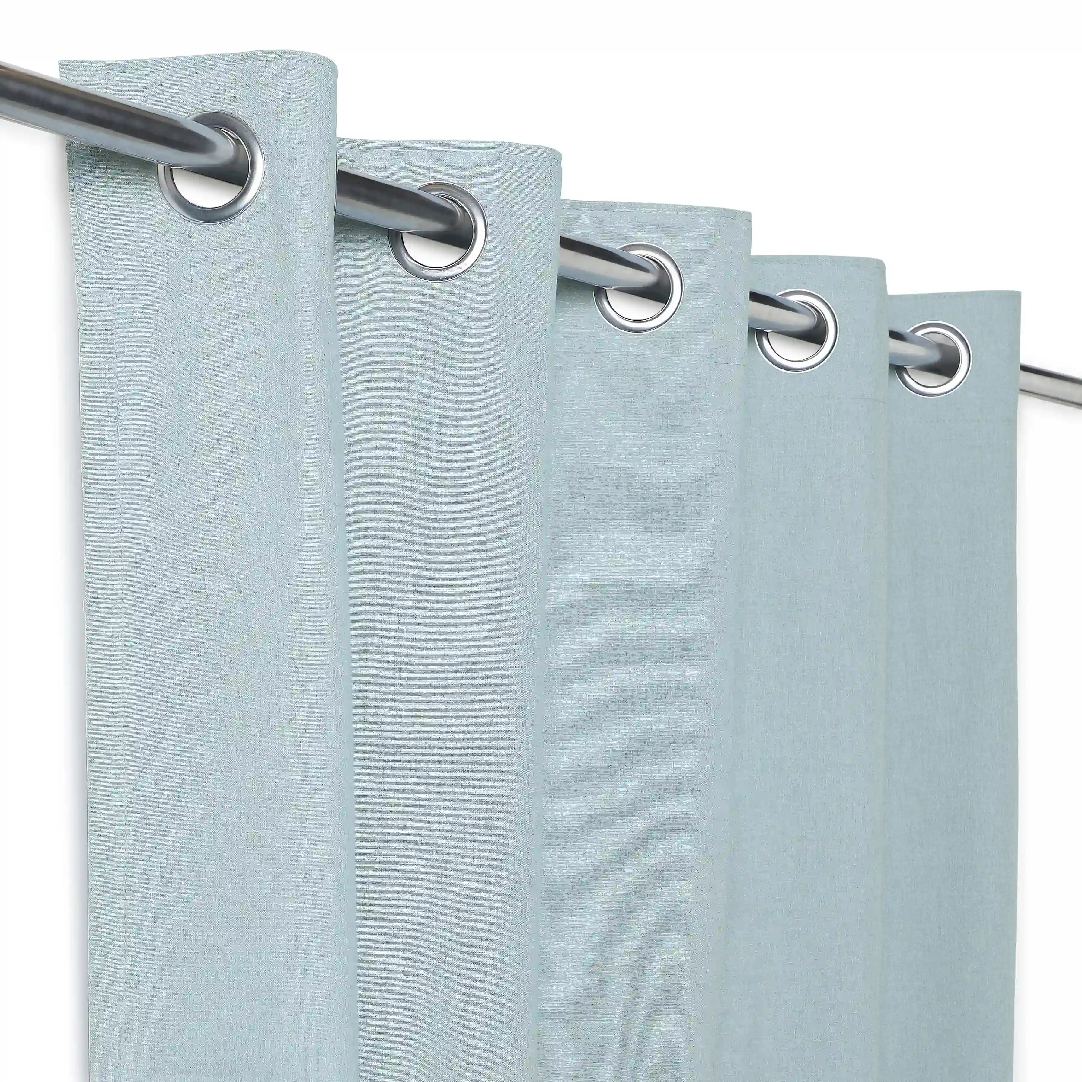 Pelushe Set Of 2 100% Cotton Solid Readymade Curtains | Everyday Hues Blue Haze / Window (5ft X 4.4ft)