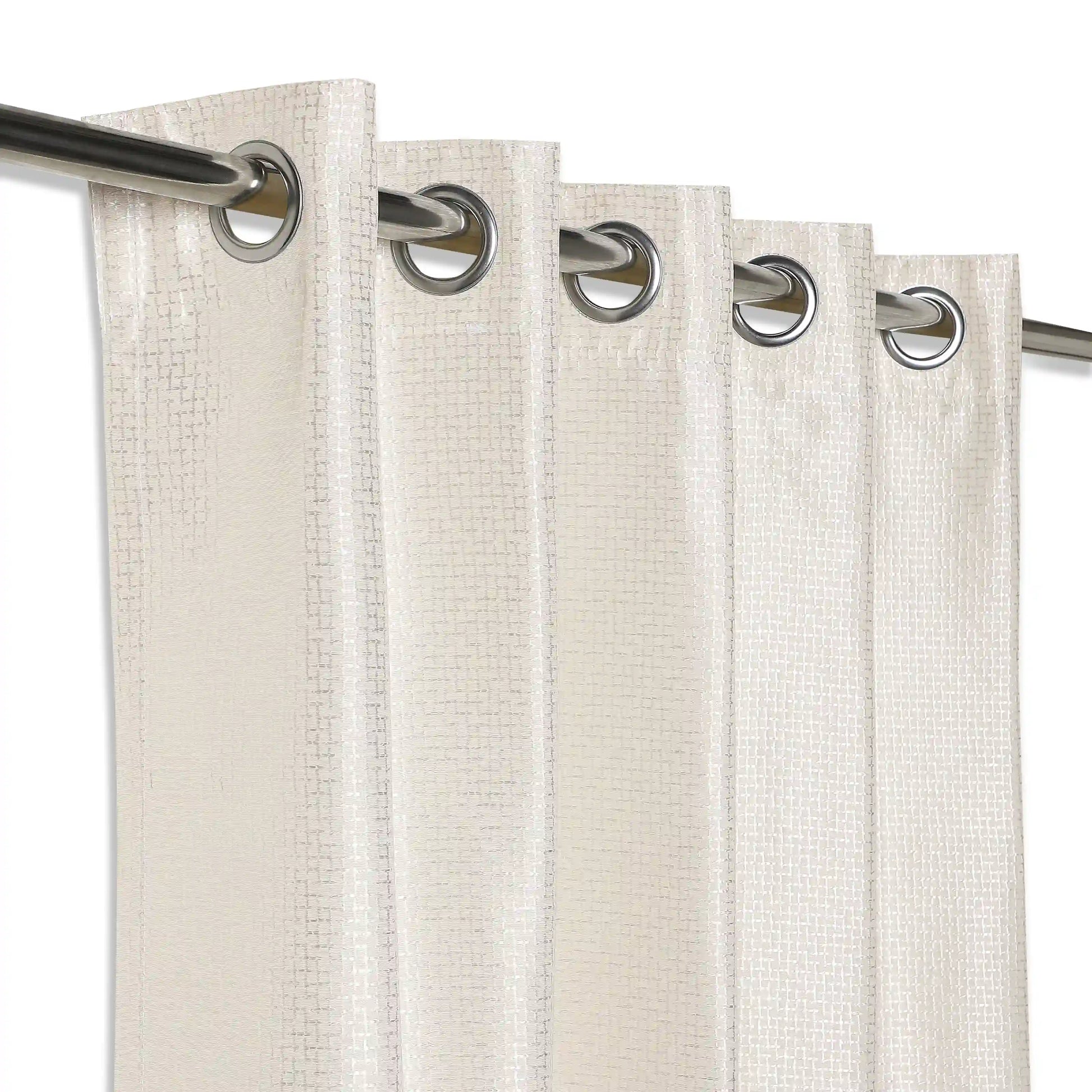 Pelushe Set Of 2 Solid Readymade Curtains | Checkered Nature Butterscotch / Window (5ft X 4.4ft)