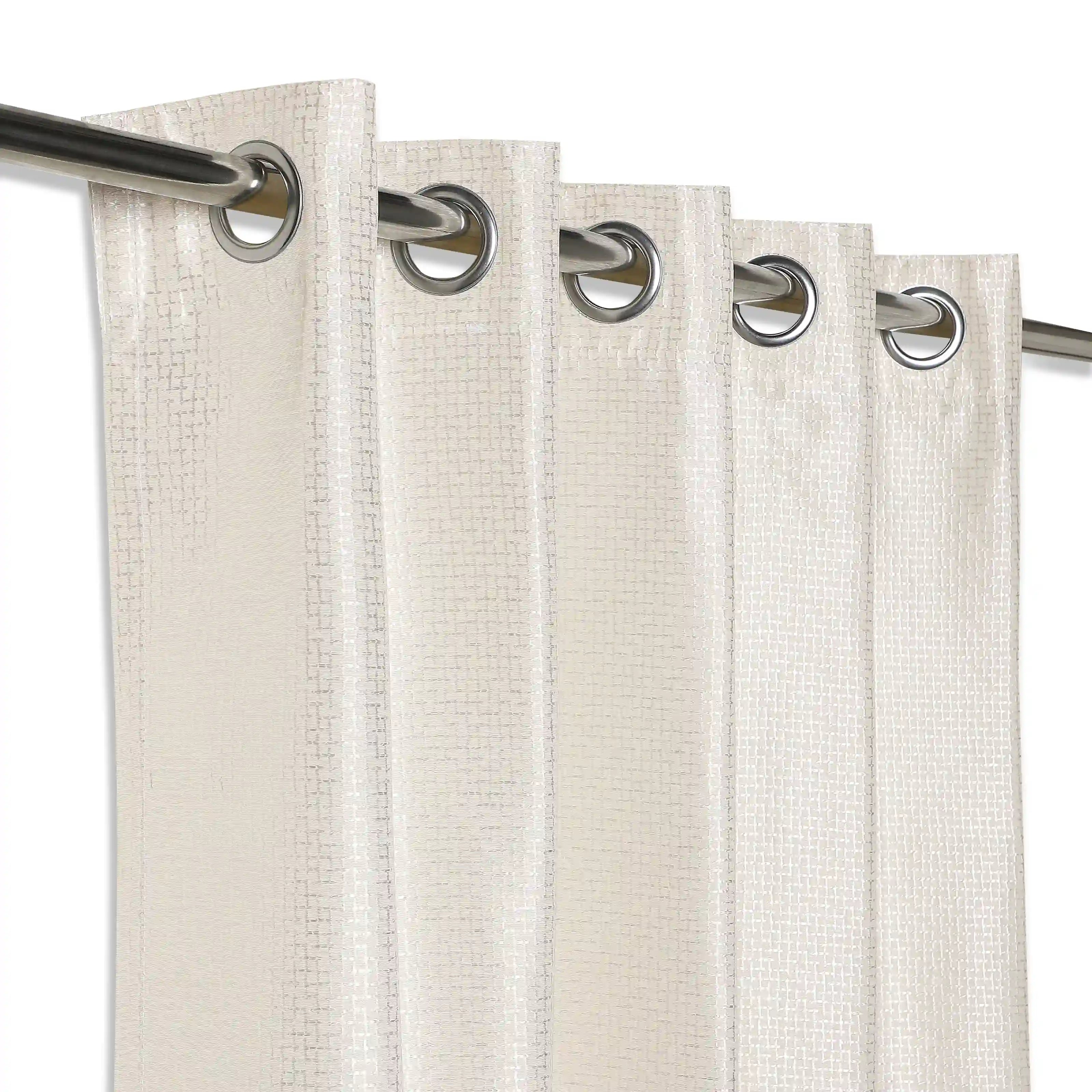 Pelushe Set Of 2 Solid Readymade Curtains | Checkered Nature Butterscotch / Window (5ft X 4.4ft)