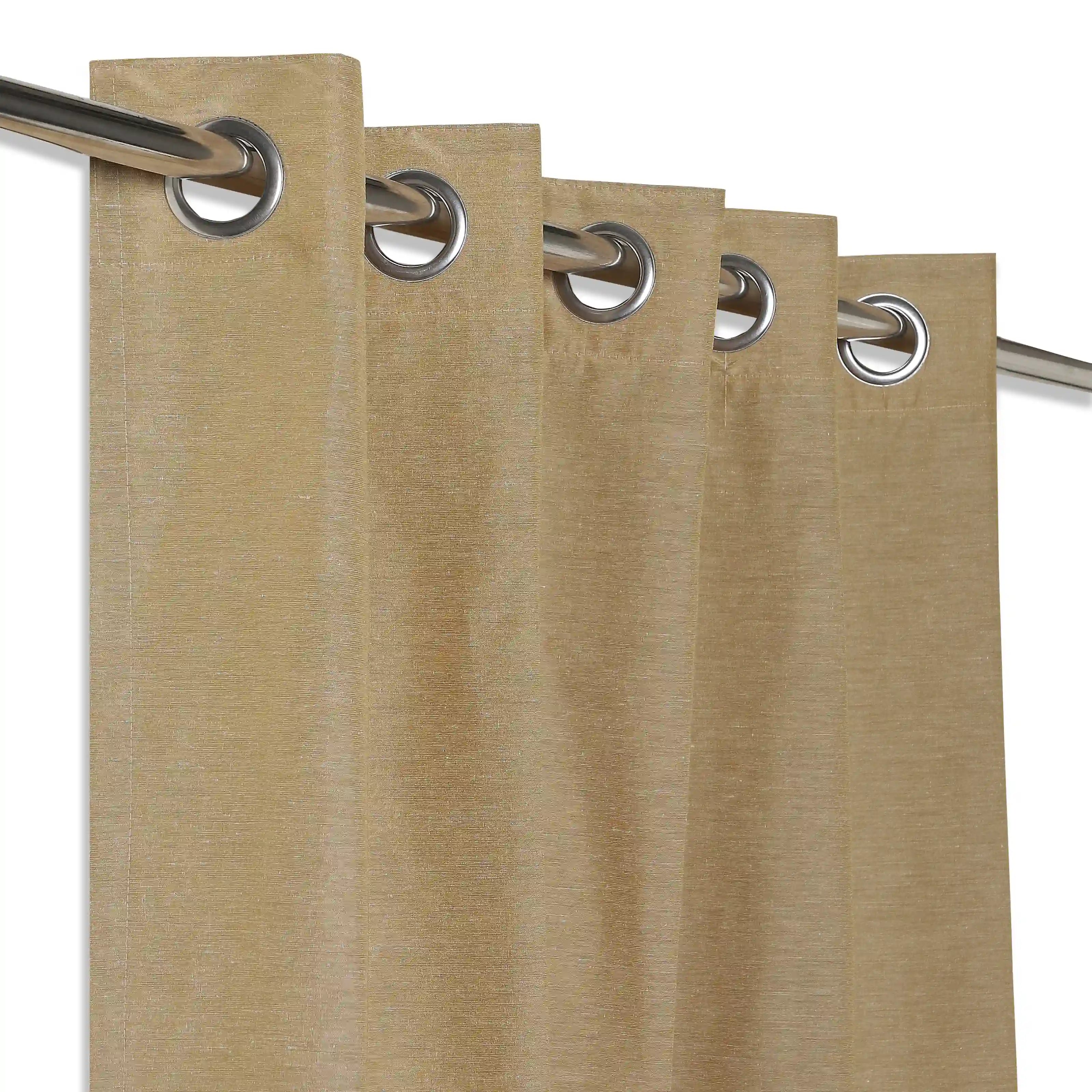 Paleto Set Of 2 Solid Readymade Curtains | Hue Harmony Sandcastle / Window (5ft X 4.4ft)
