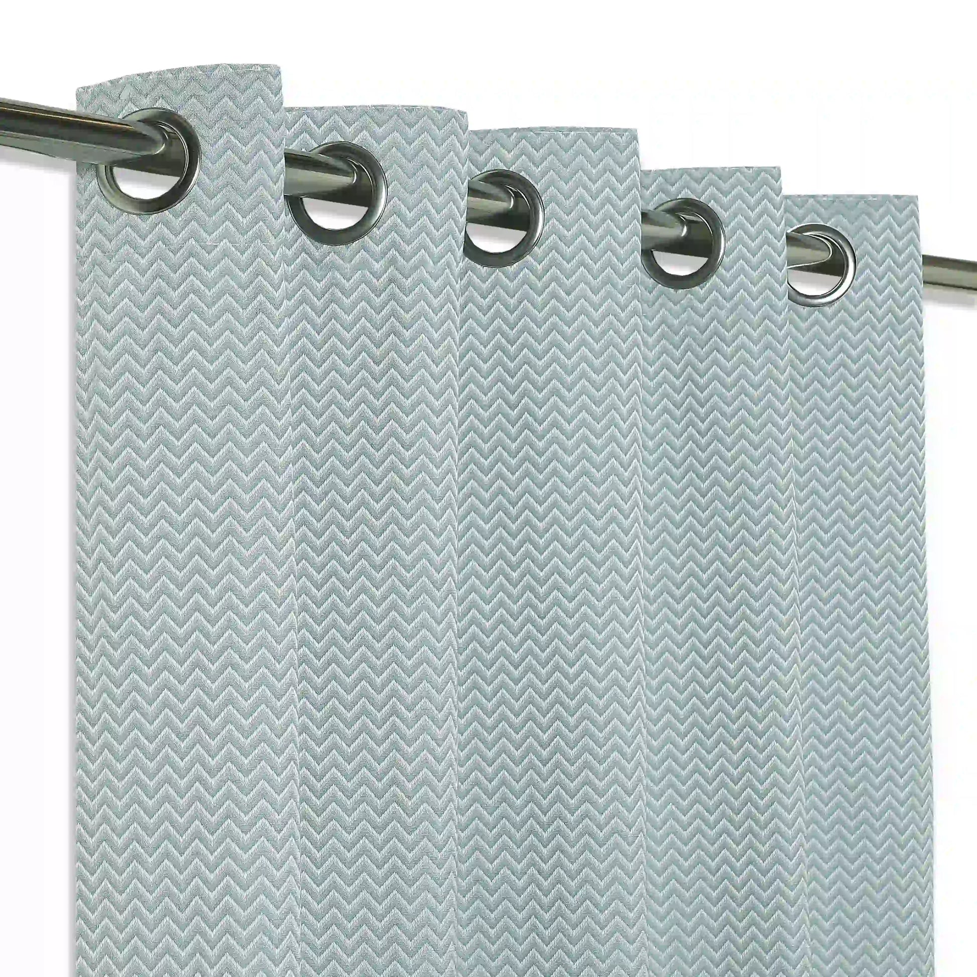 De Jacquard - Classic Set Of 2 Jacquard Readymade Curtains | Endless Chevron Blue Dust / Door-XL (9ft X 4.4ft)