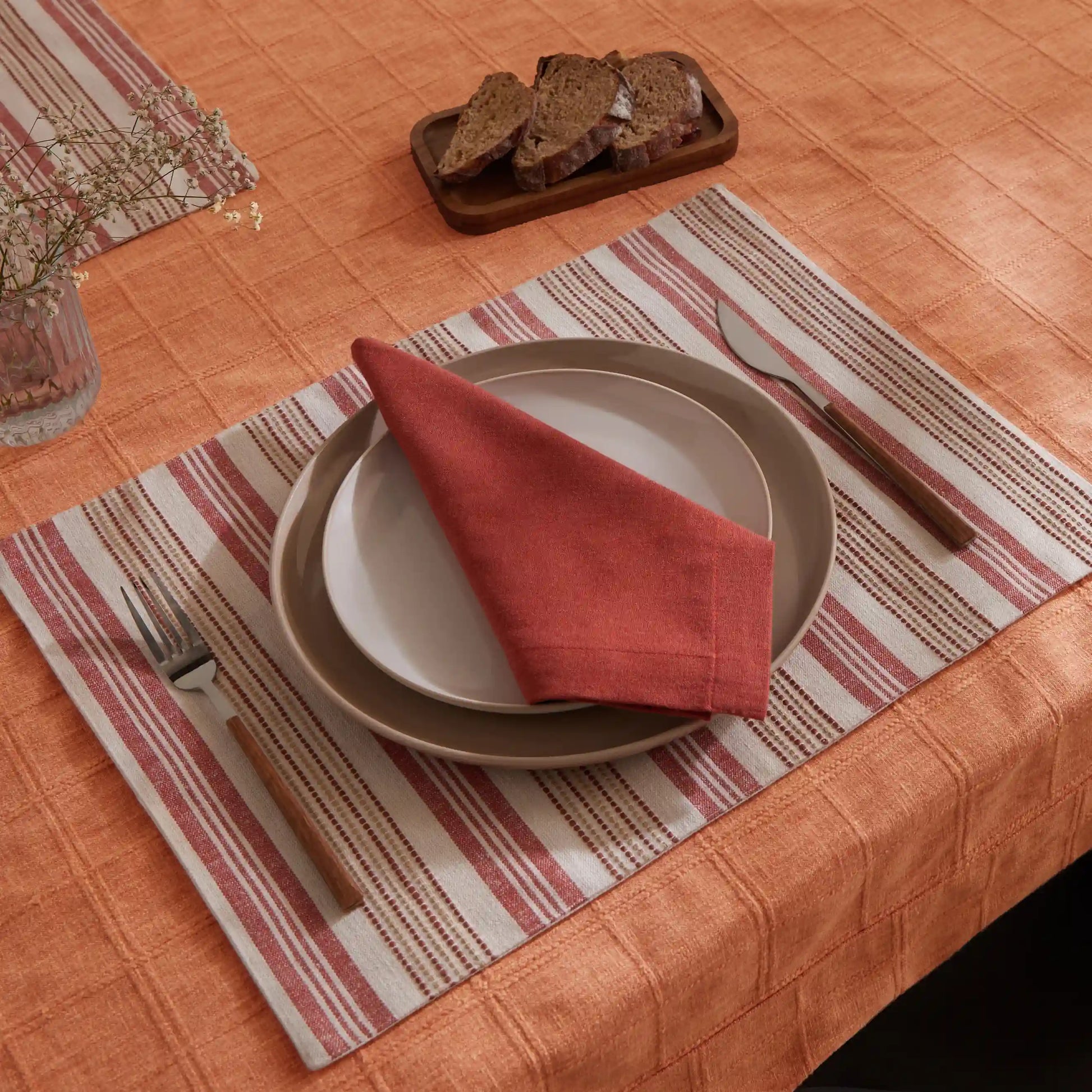Kaleida Cotton-Polyester Blend Table Cloth Red Reveries-Solid Dyed / Table Cloth (150cm x 200cm)