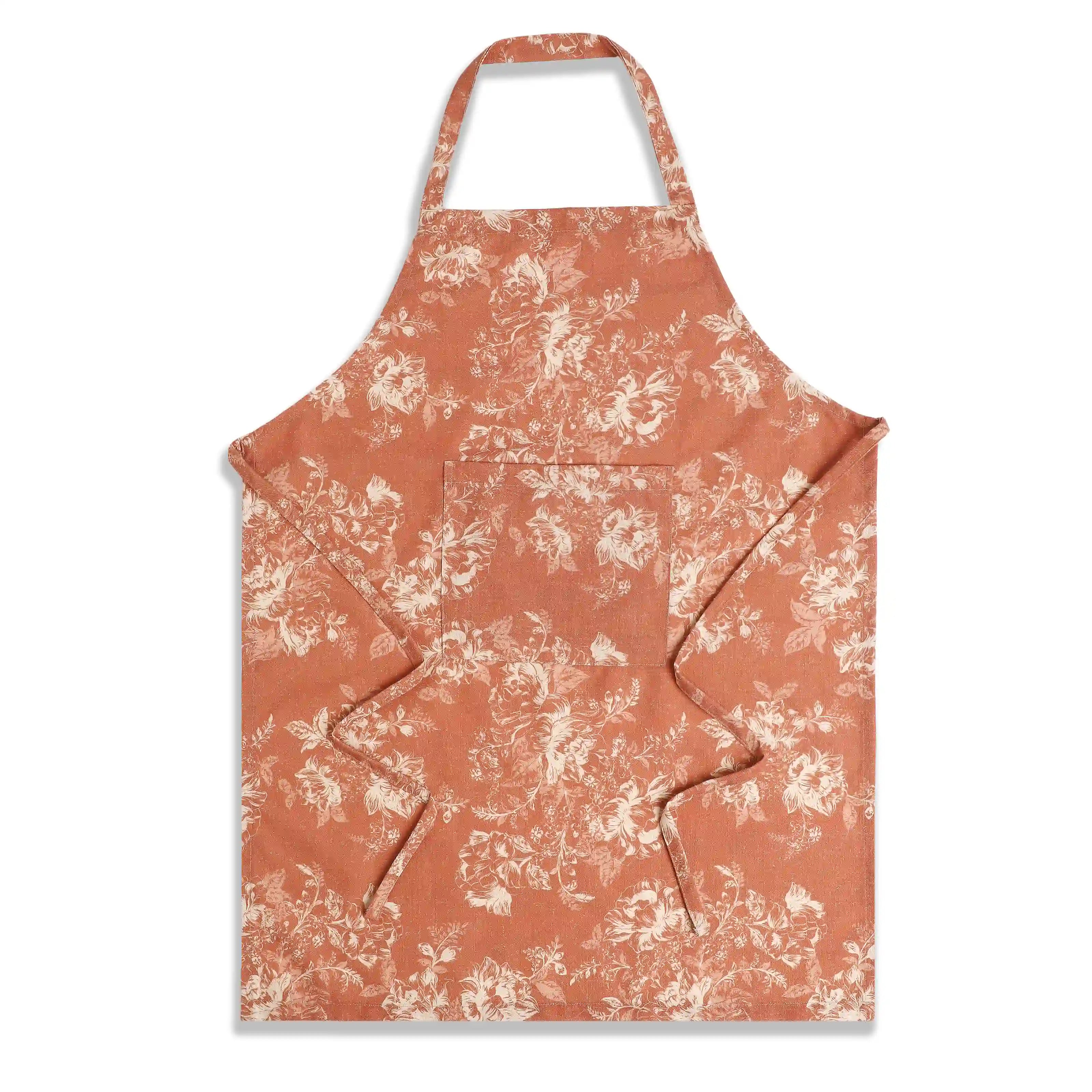 Kaleida Polyester Linen Blend Apron Red Reveries-Floral / Apron (70cm x 90cm)