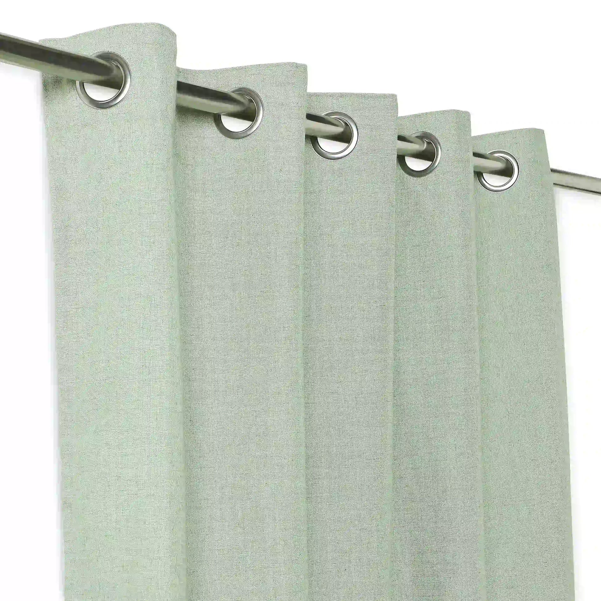 Paleto Set Of 2 Solid Readymade Curtains | Forest Days Sage / Door-XL (9ft X 4.4ft)