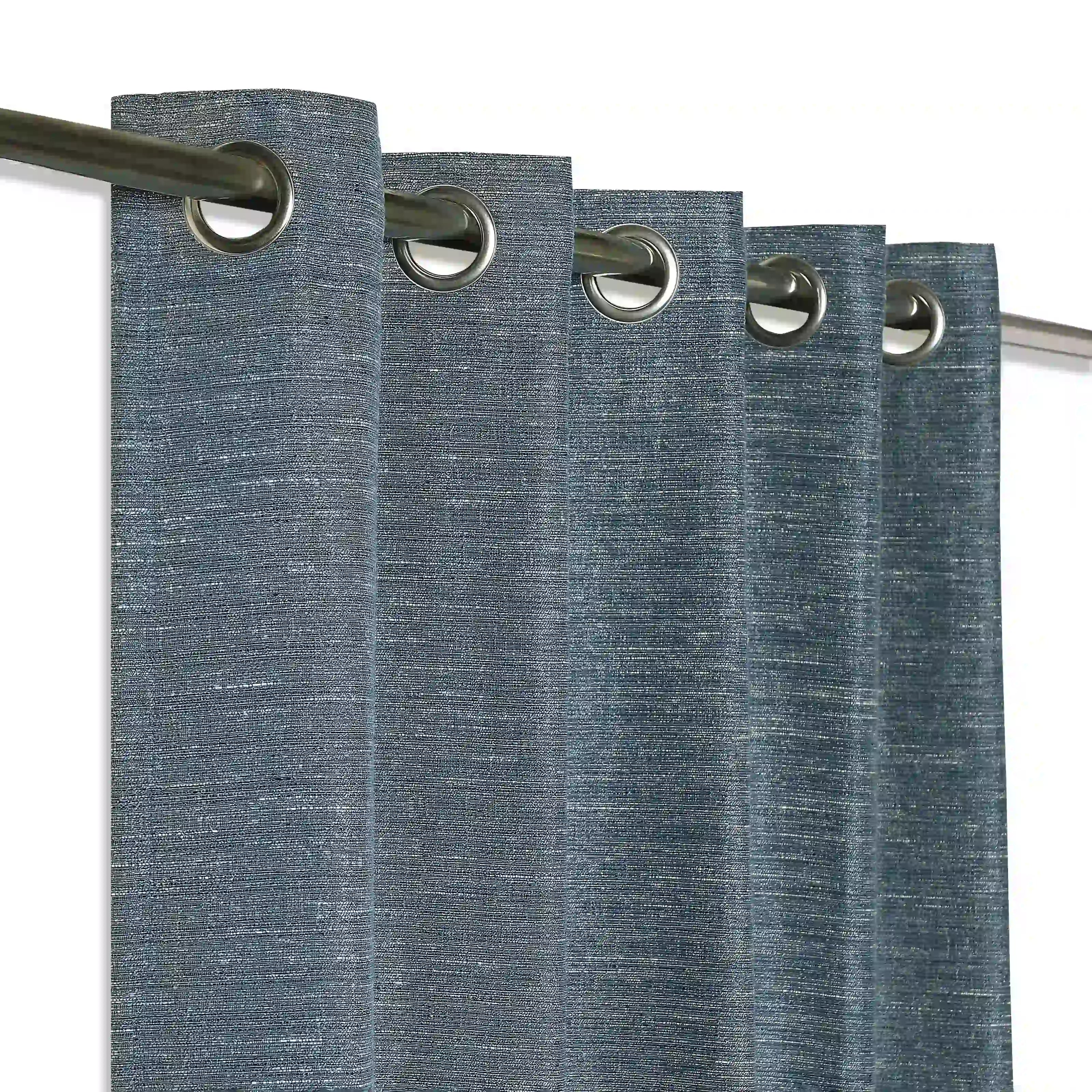 Paleto Set Of 2 Solid Readymade Curtains | Rain & Mist Indigo / Window (5ft X 4.4ft)