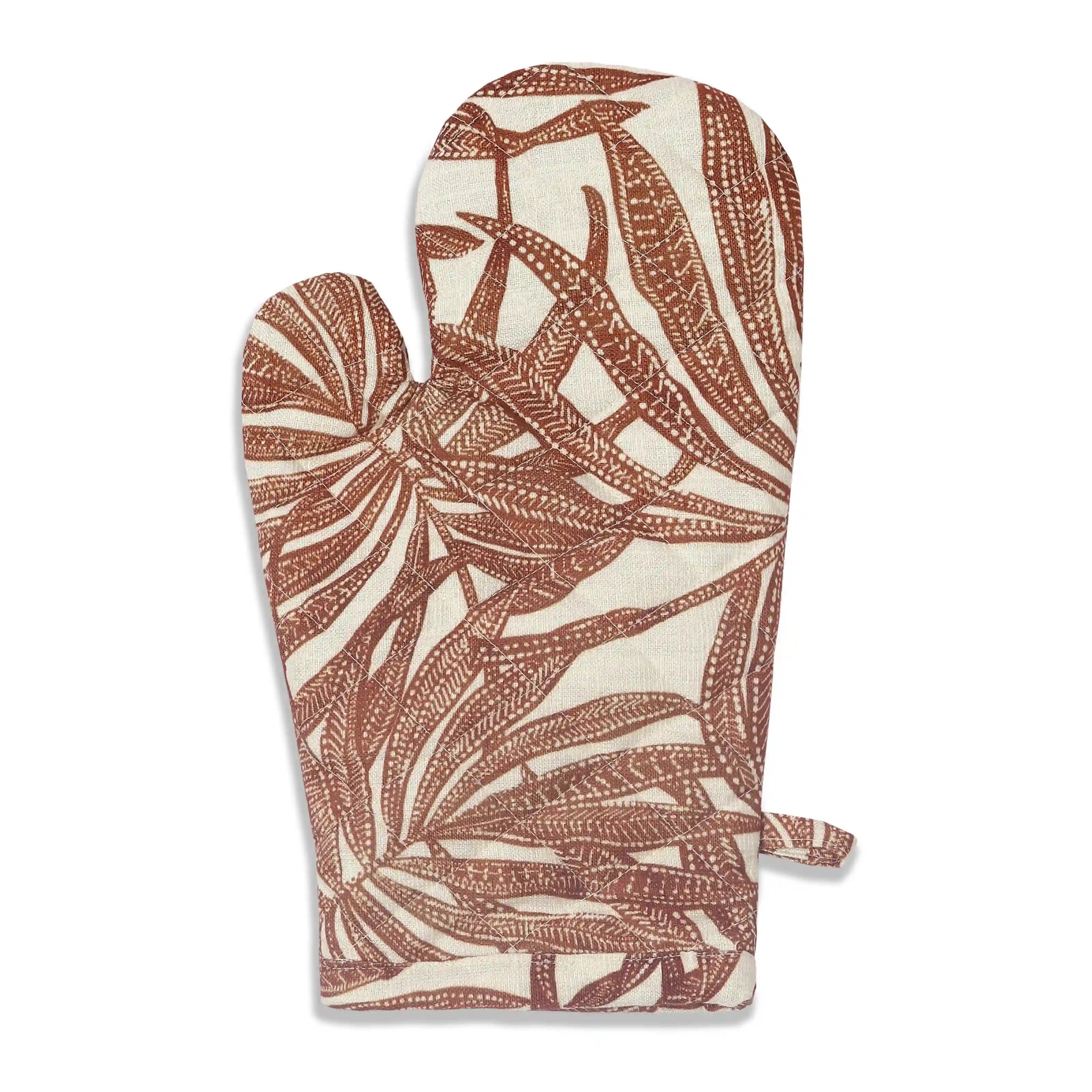 Nonna's Home 100% Polyester Oven Mitts Coppery Ferns / Oven Mitt (20cm x 20cm)