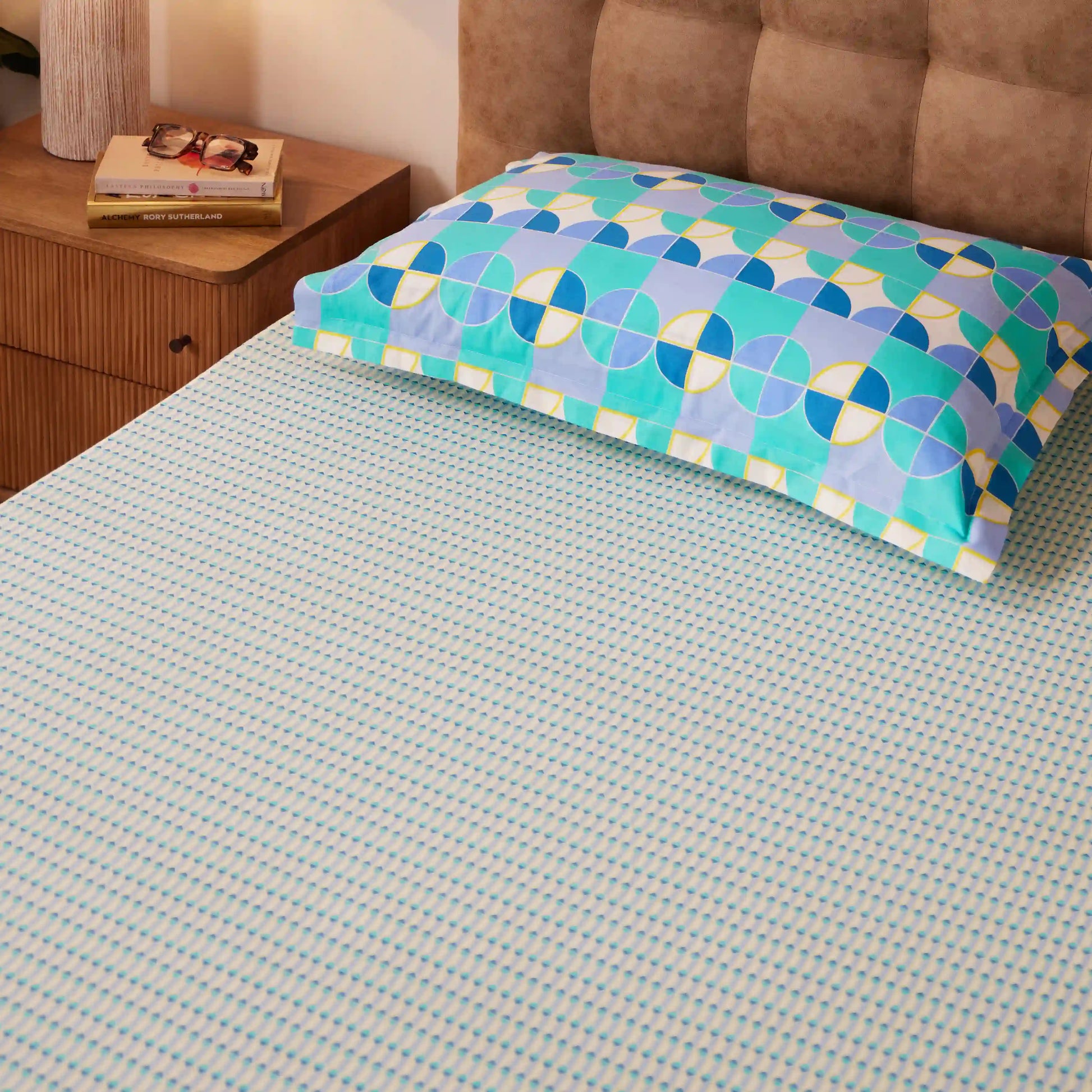 Mishella | Mix & Match Printed Cotton Bedsheet Set - Kaleido Teal Kaleido Teal / Single