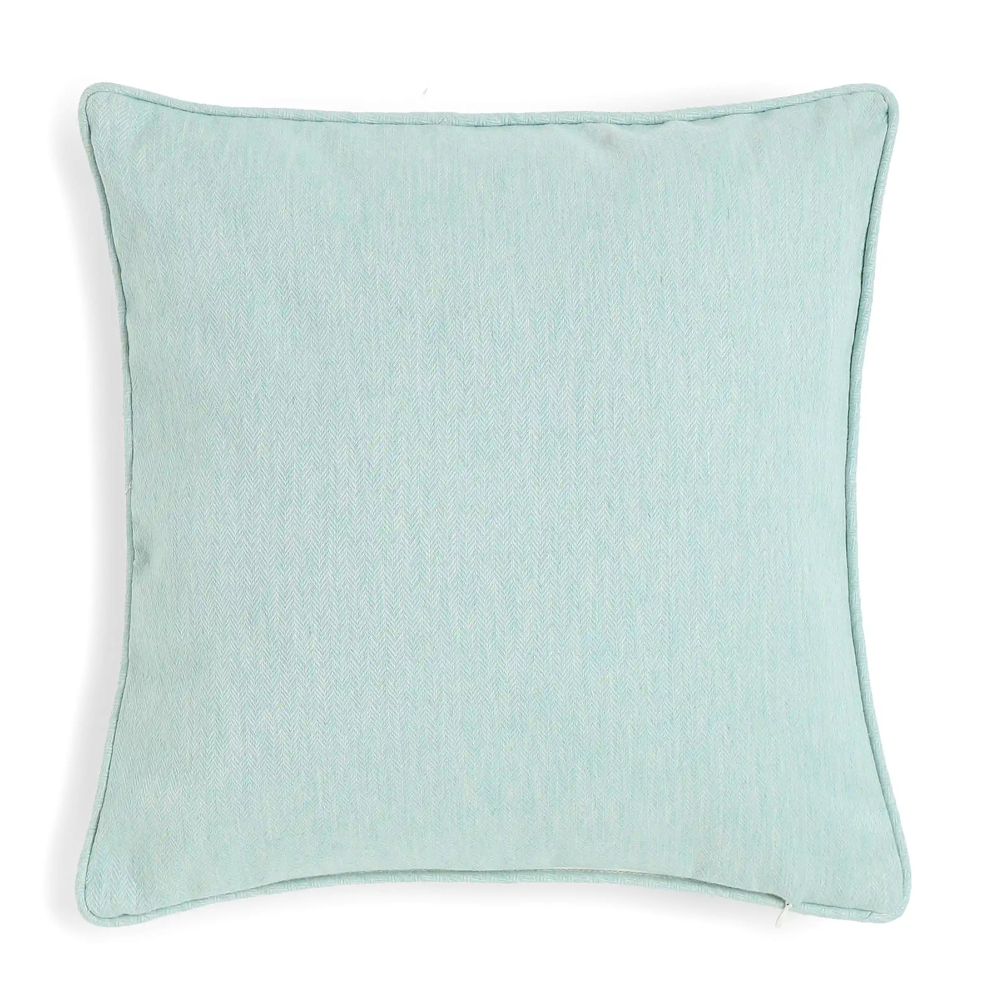 Vissencia Solid Cushion Cover | Textured Weaves Blue Sky / Cushion Cover (41cm x 41cm)