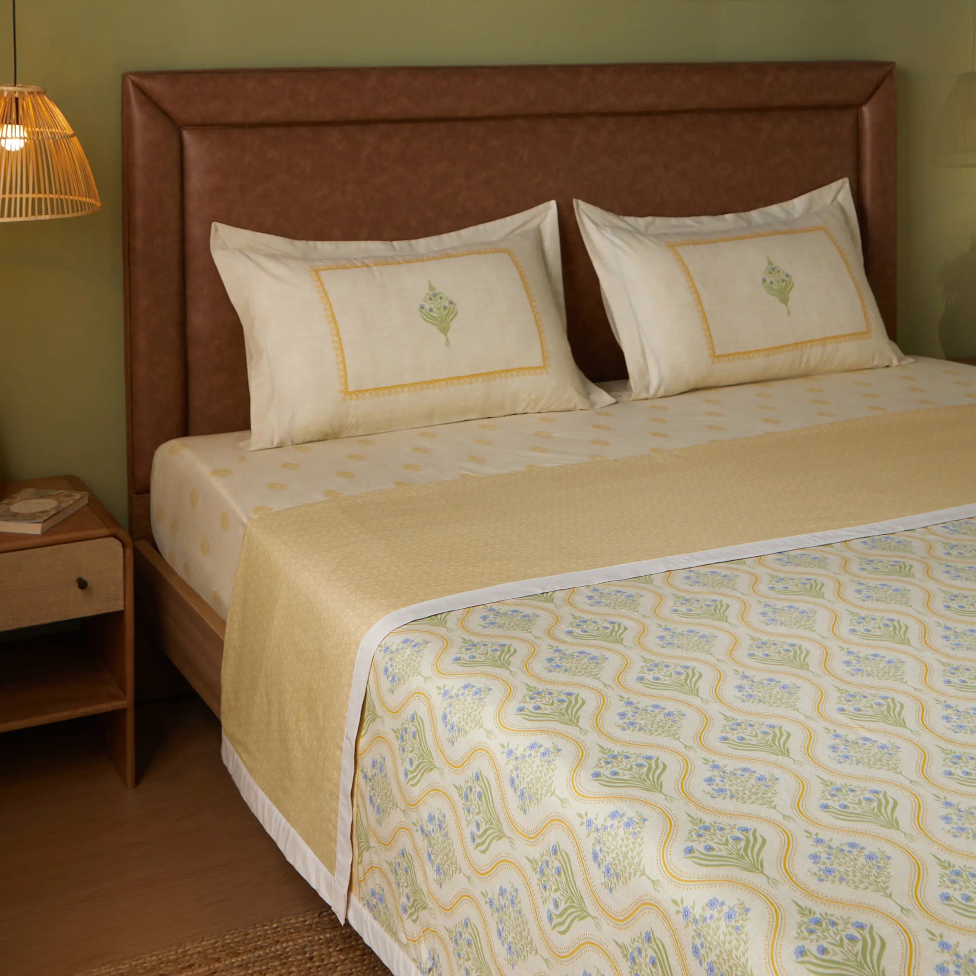 Chippa Lane | Contemporary Indian Print Design Reversible Dohar with Super Soft Flannel Layering-Mustard Mustard / Double