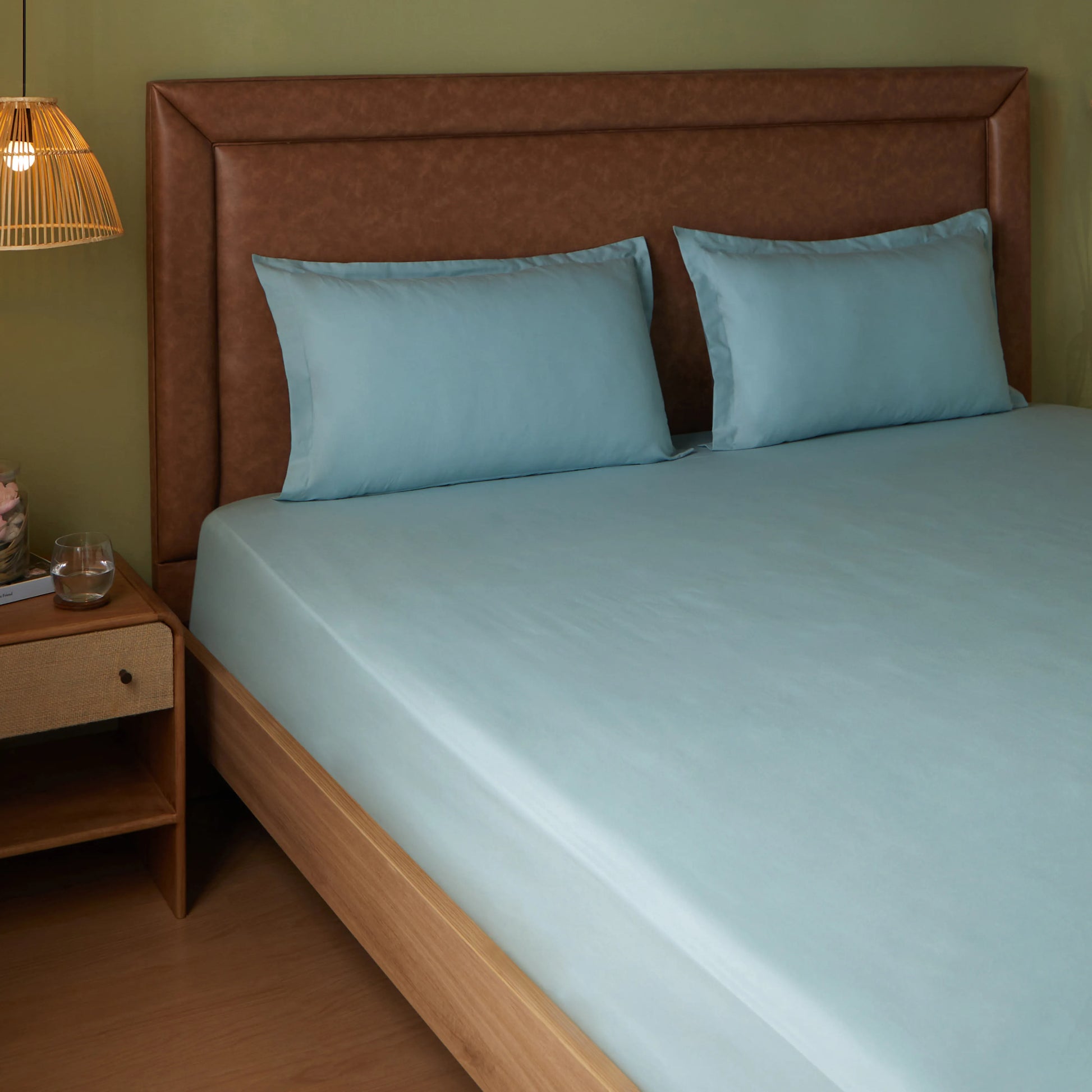 Paleto | Everyday Hues Solid Dyed Cotton Fitted Sheet Set-Blue Sky Blue Sky / King