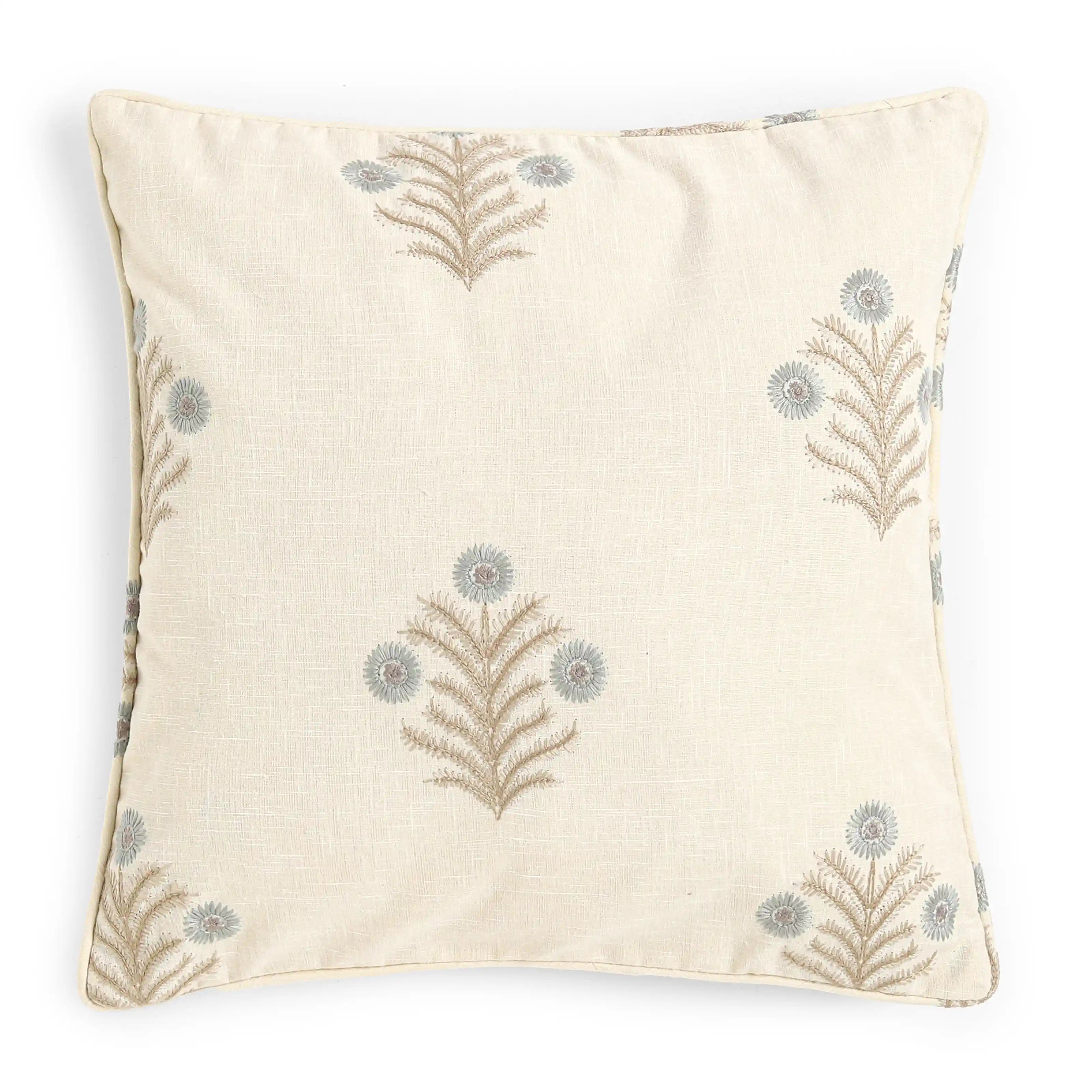 Vissencia Embroidered Cushion Cover | Threaded Bloom Ocean / Cushion Cover (41cm x 41cm)