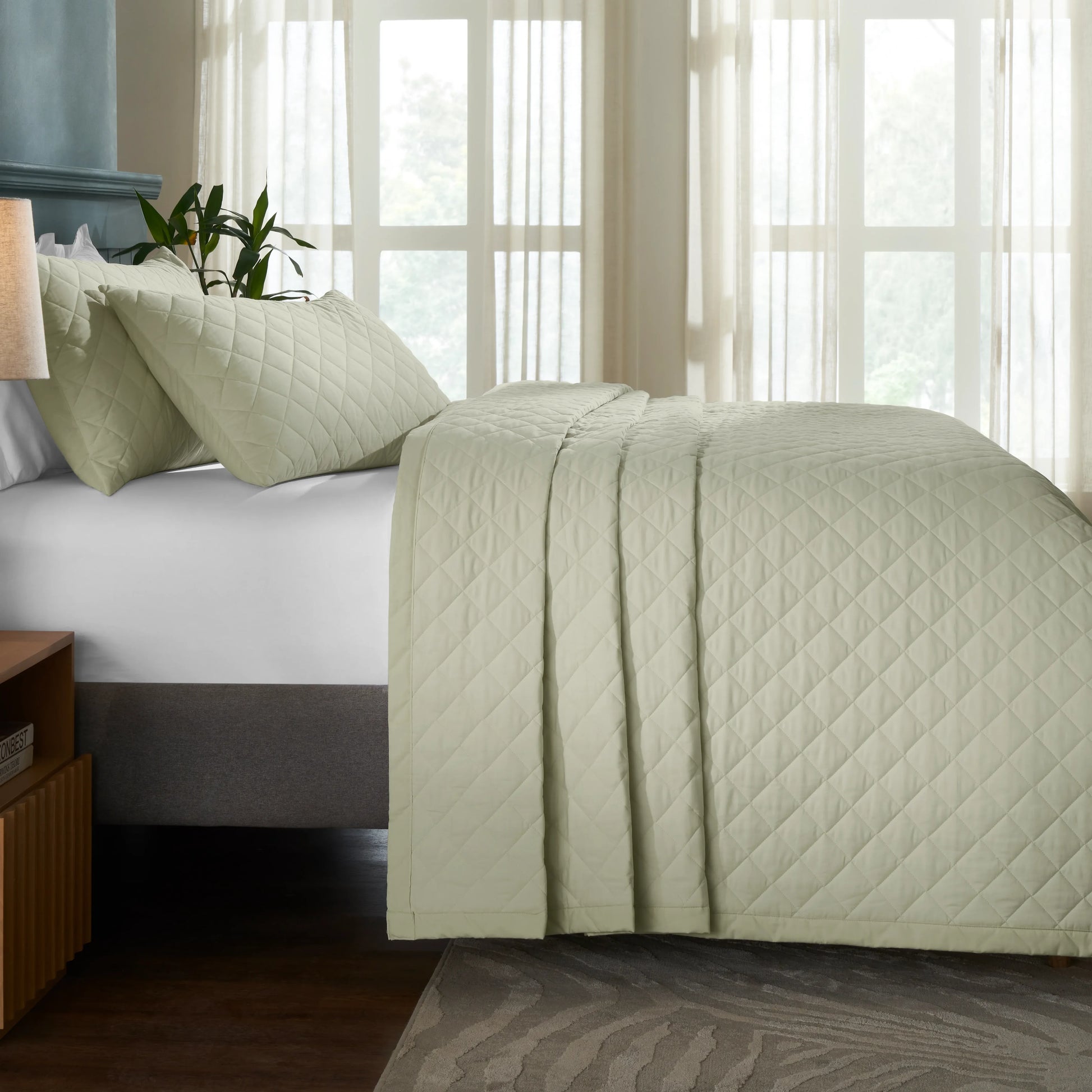 Nuvola | Luxurious Solid Dyed Diamond Quilted Cotton Bedcover Set Linen