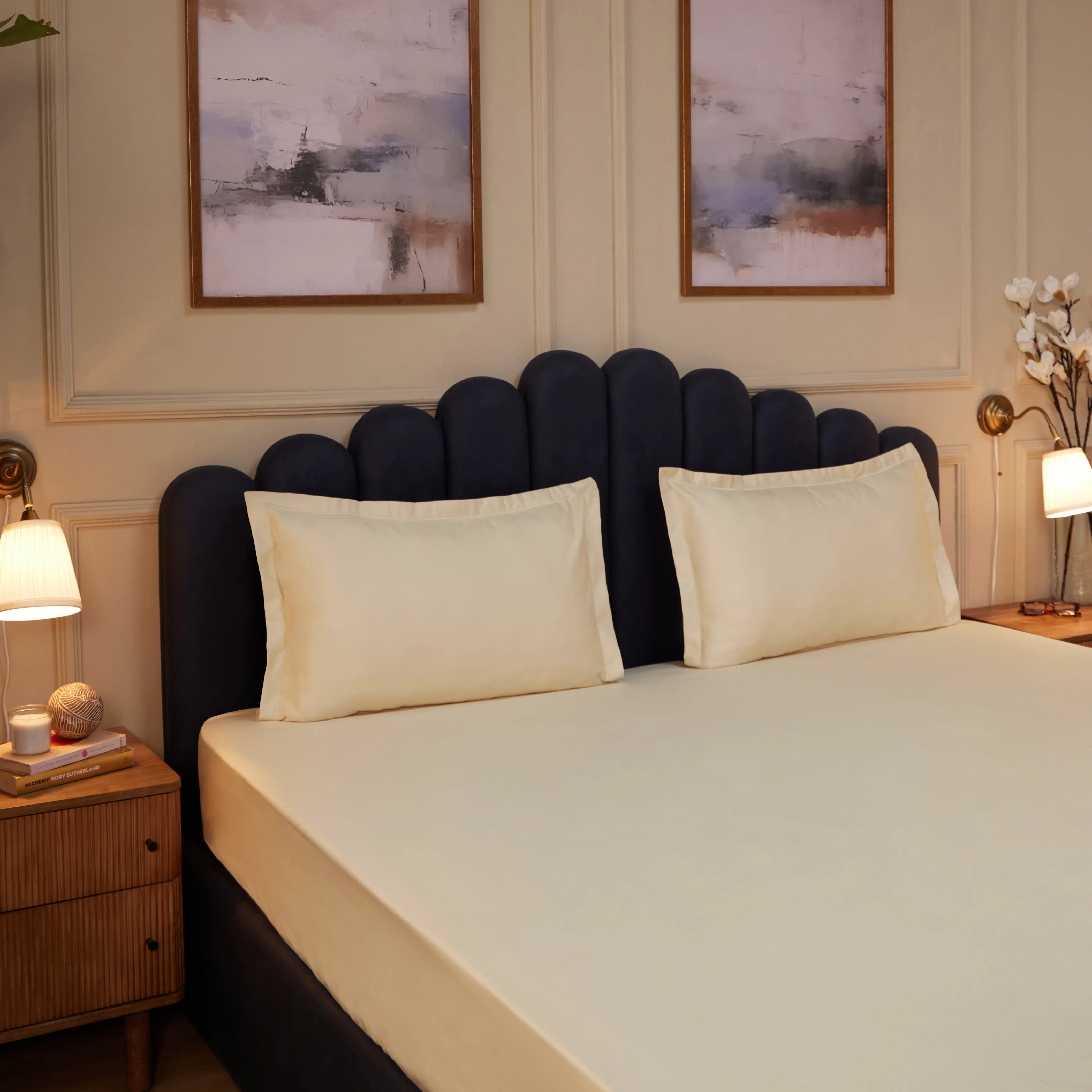 Pelushe 100% Cotton King Fitted Sheet Set Ivory / King