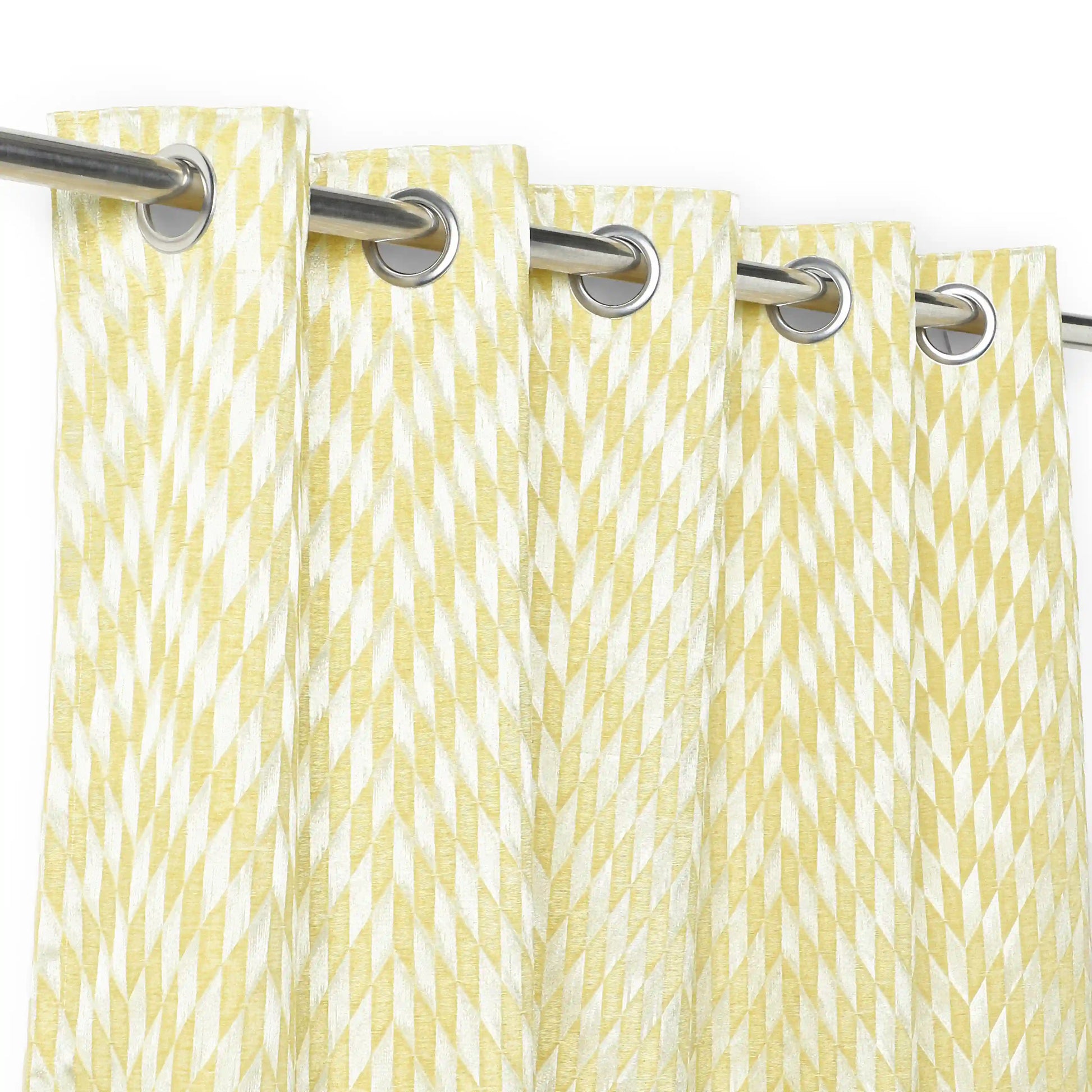De Jacquard - Luxe Set Of 2 Jacquard Readymade Curtains | Prism Play Amber Glaze / Window (5ft X 4.4ft)
