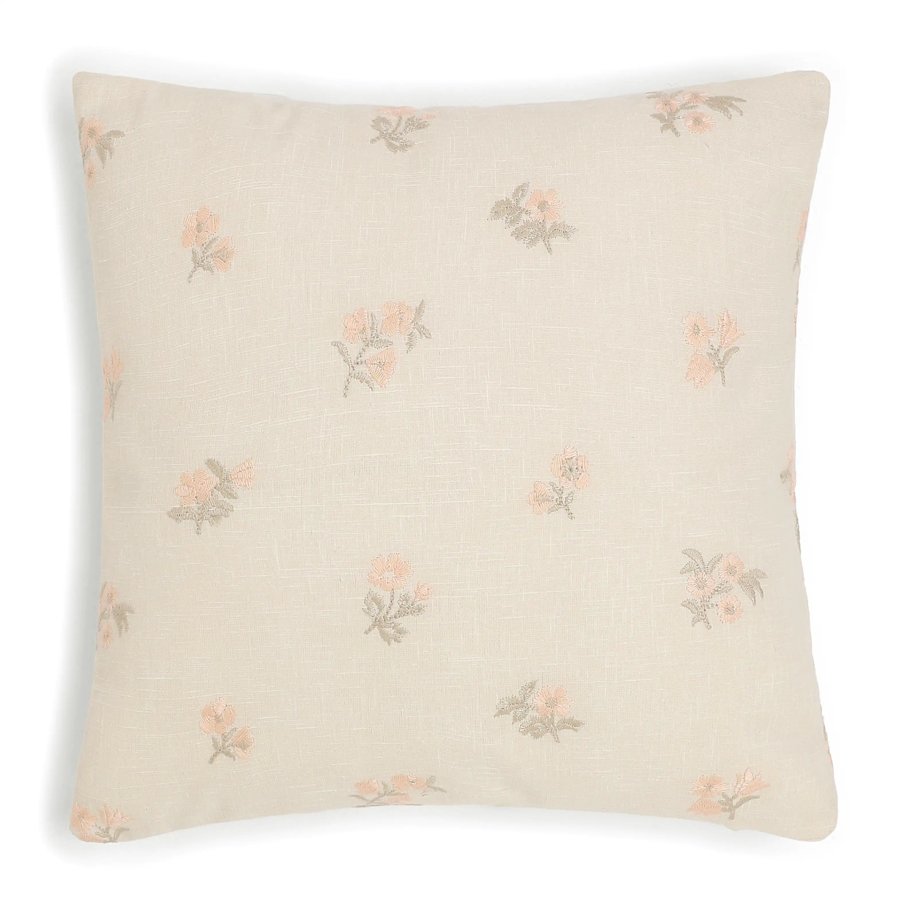 Vissencia Embroidered Cushion Cover | Threaded Petals Blush / Cushion Cover (51cm x 51cm)