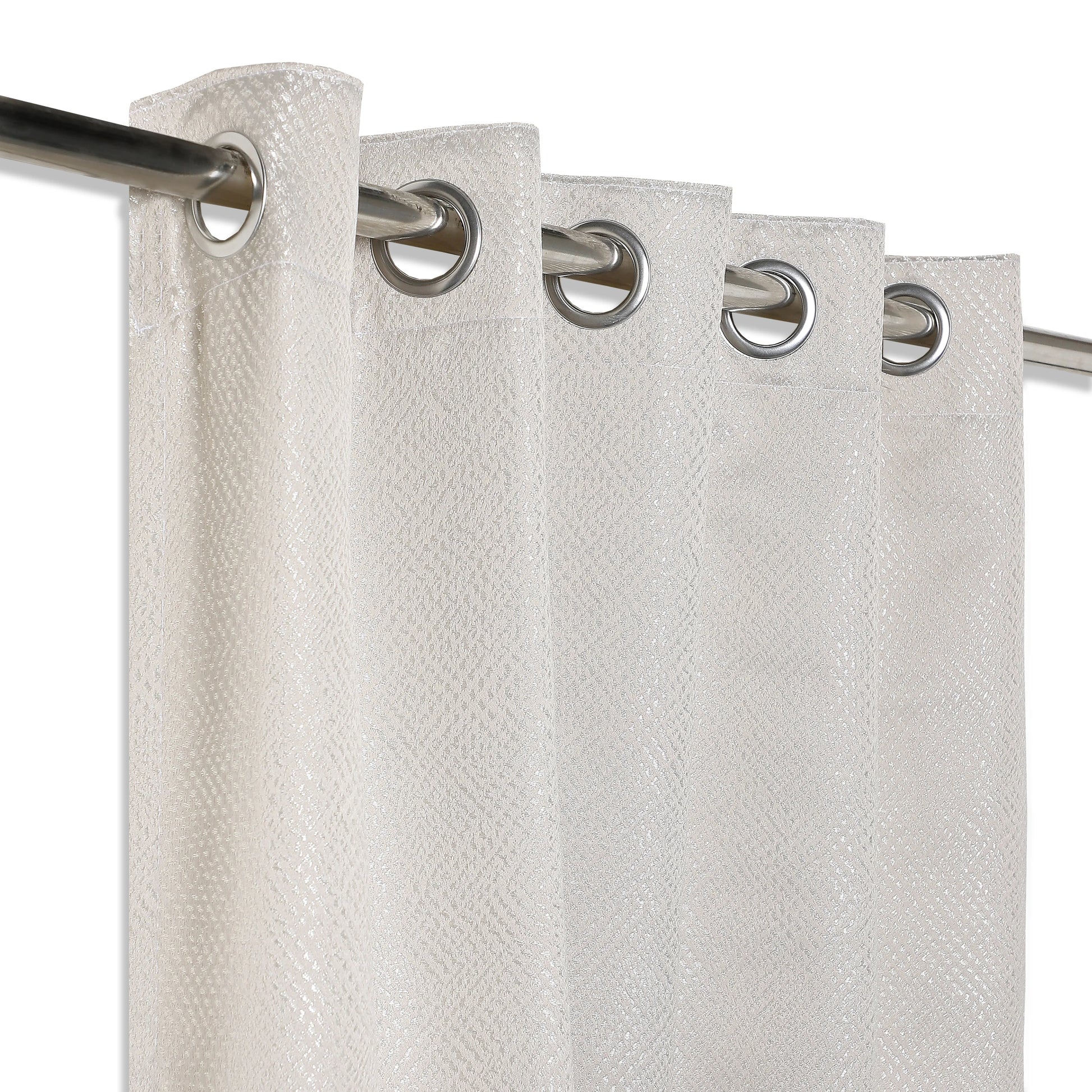De Jacquard - Luxe Set Of 2 Jacquard Readymade Curtains | Natural Imprint Earthy Bark / Window (5ft X 4.4ft)