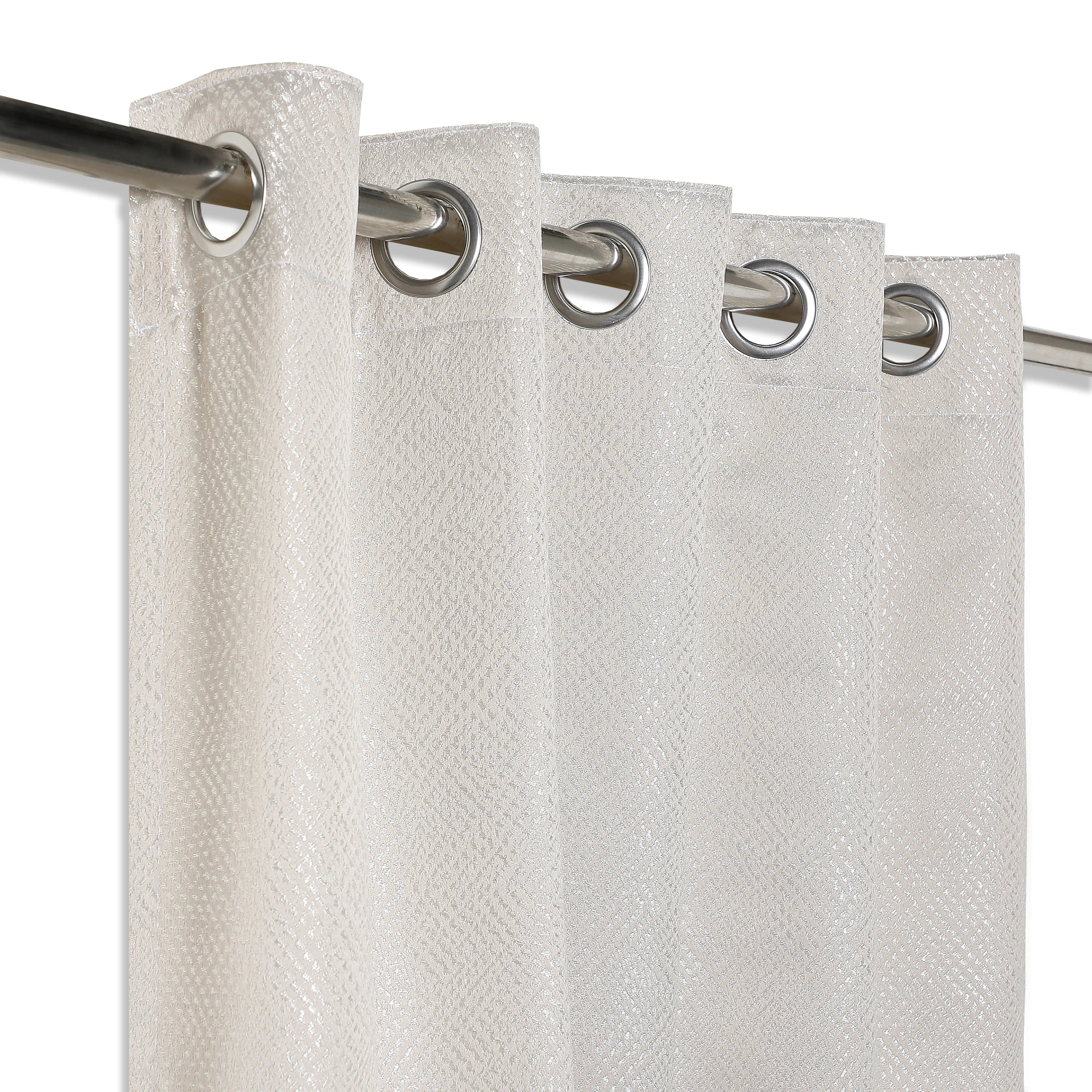 De Jacquard - Luxe Set Of 2 Jacquard Readymade Curtains | Natural Imprint Earthy Bark / Window (5ft X 4.4ft)