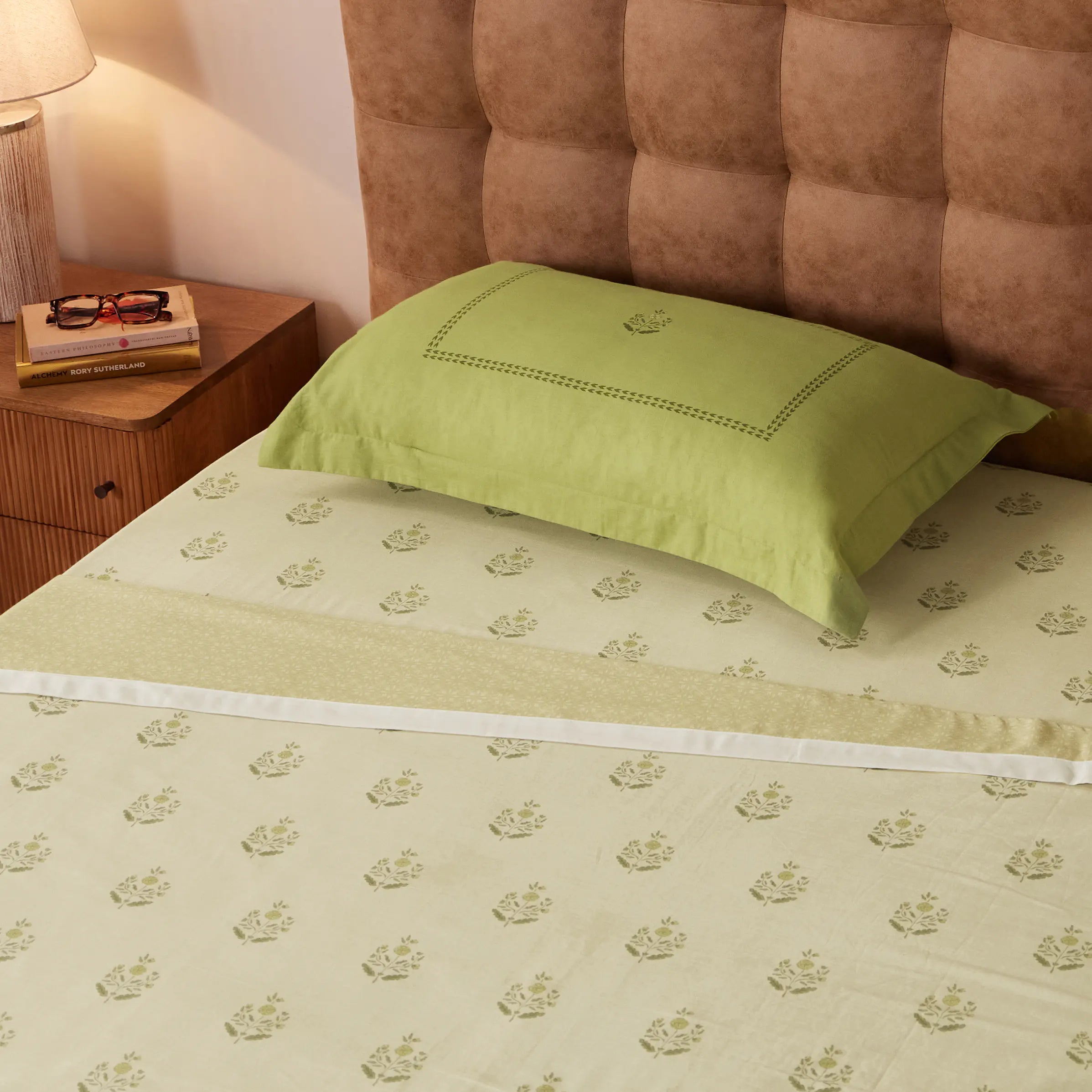 Chippa Lane | Contemporary Indian Print Design Reversible Dohar with Super Soft Flannel Layering-Indian Moss Indian Moss / Single