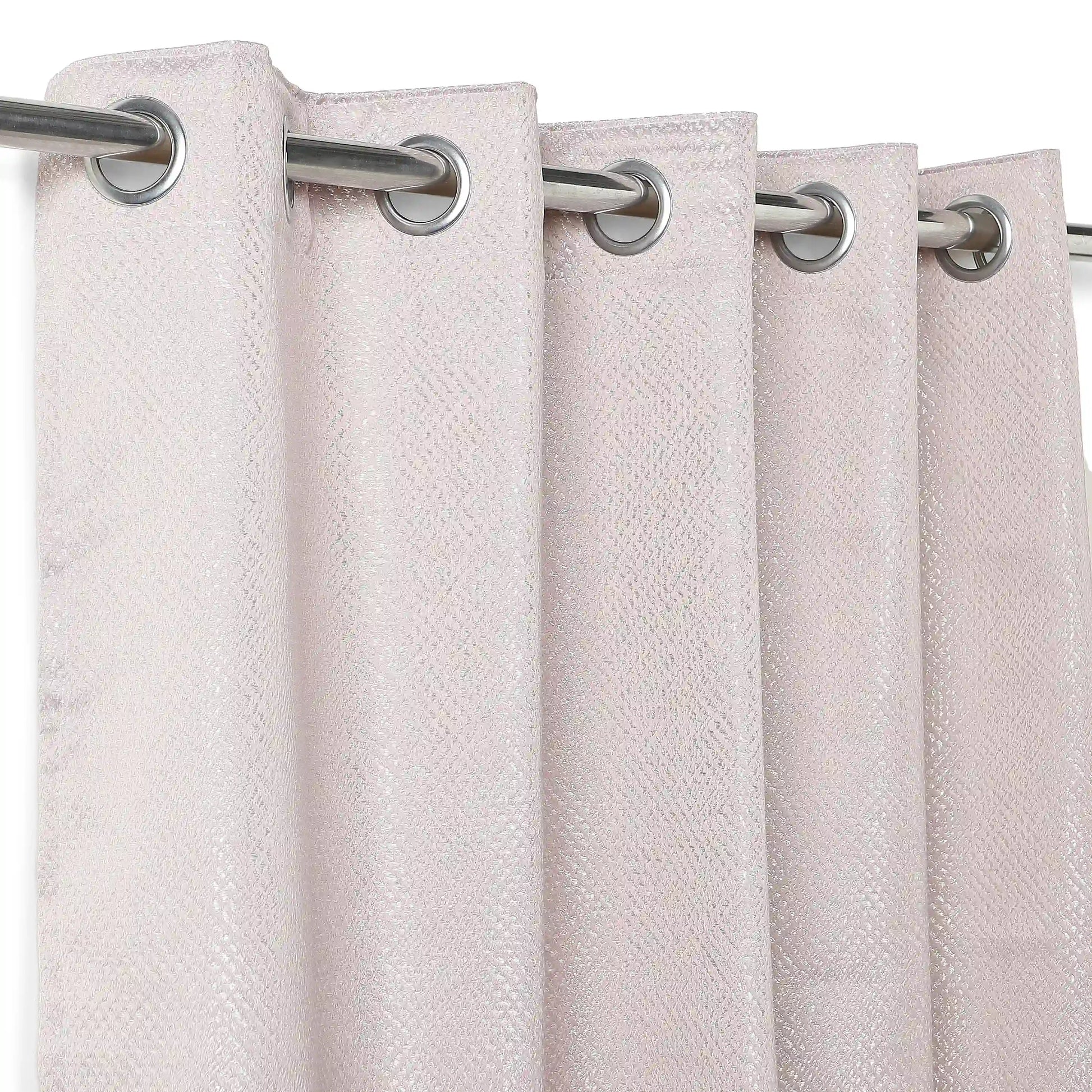 De Jacquard - Luxe Set Of 2 Jacquard Readymade Curtains | Natural Imprint Dusky Lilac / Window (5ft X 4.4ft)