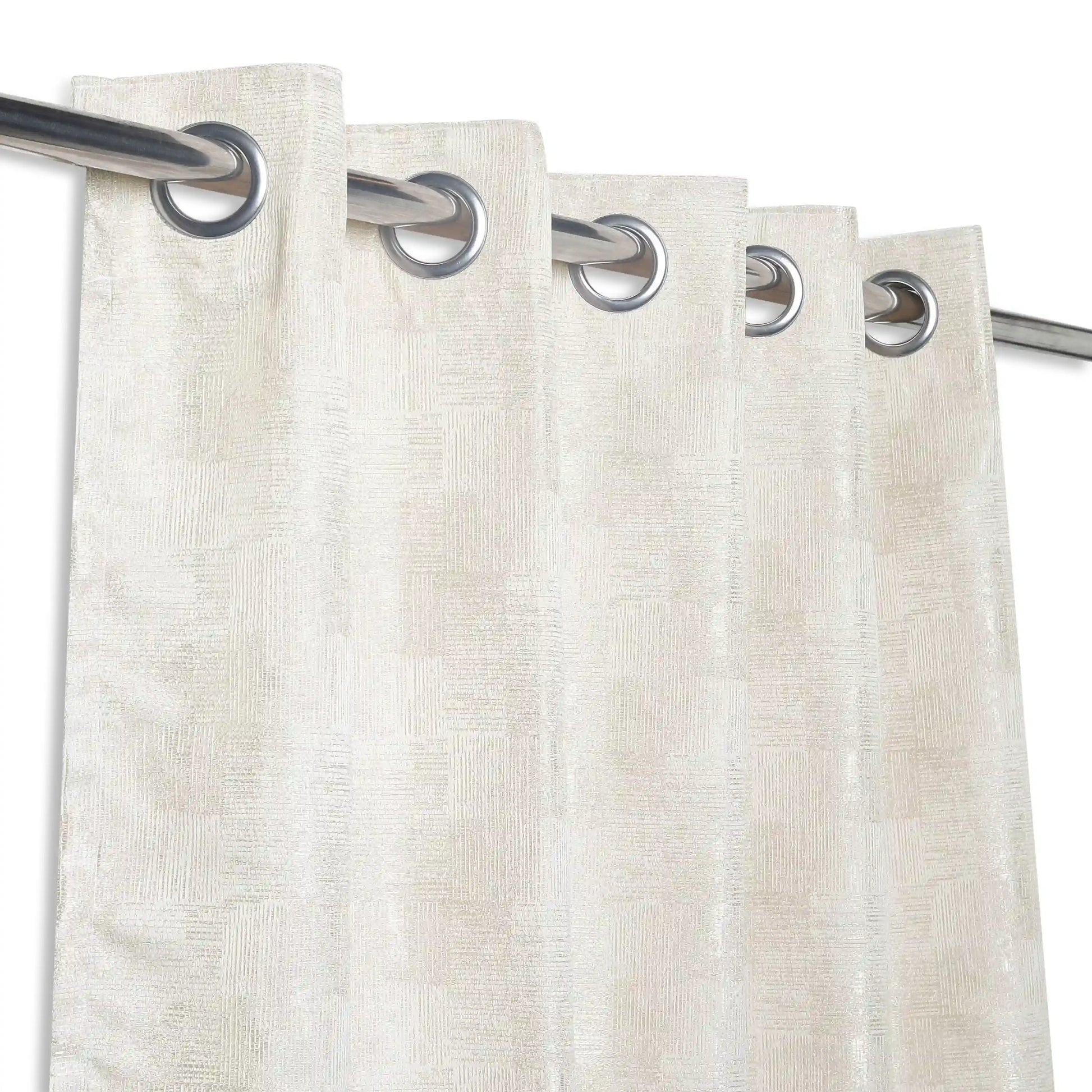 De Jacquard - Luxe Set Of 2 Jacquard Readymade Curtains | Eternal Imprint Blush / Window (5ft X 4.4ft)