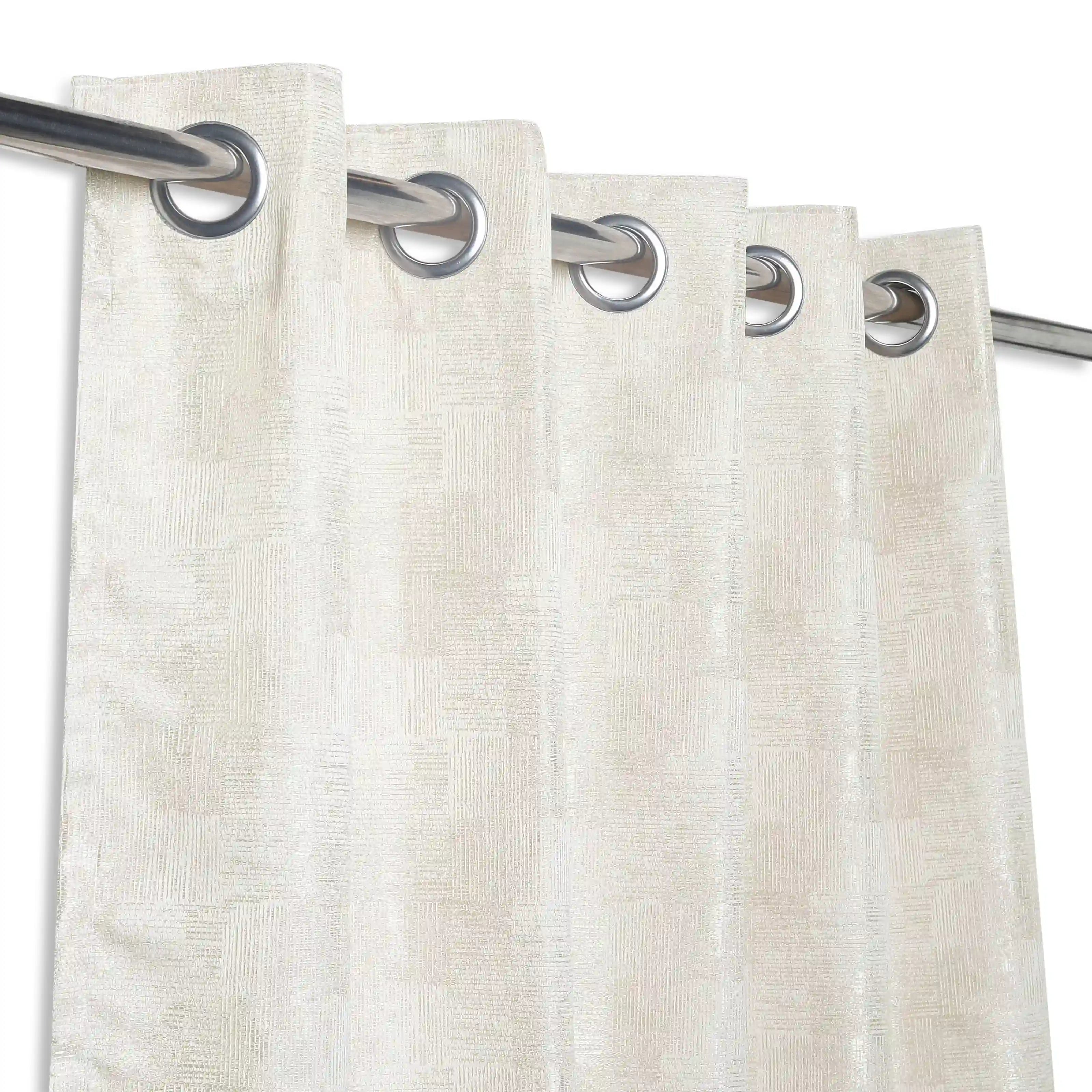 De Jacquard - Luxe Set Of 2 Jacquard Readymade Curtains | Eternal Imprint Blush / Window (5ft X 4.4ft)