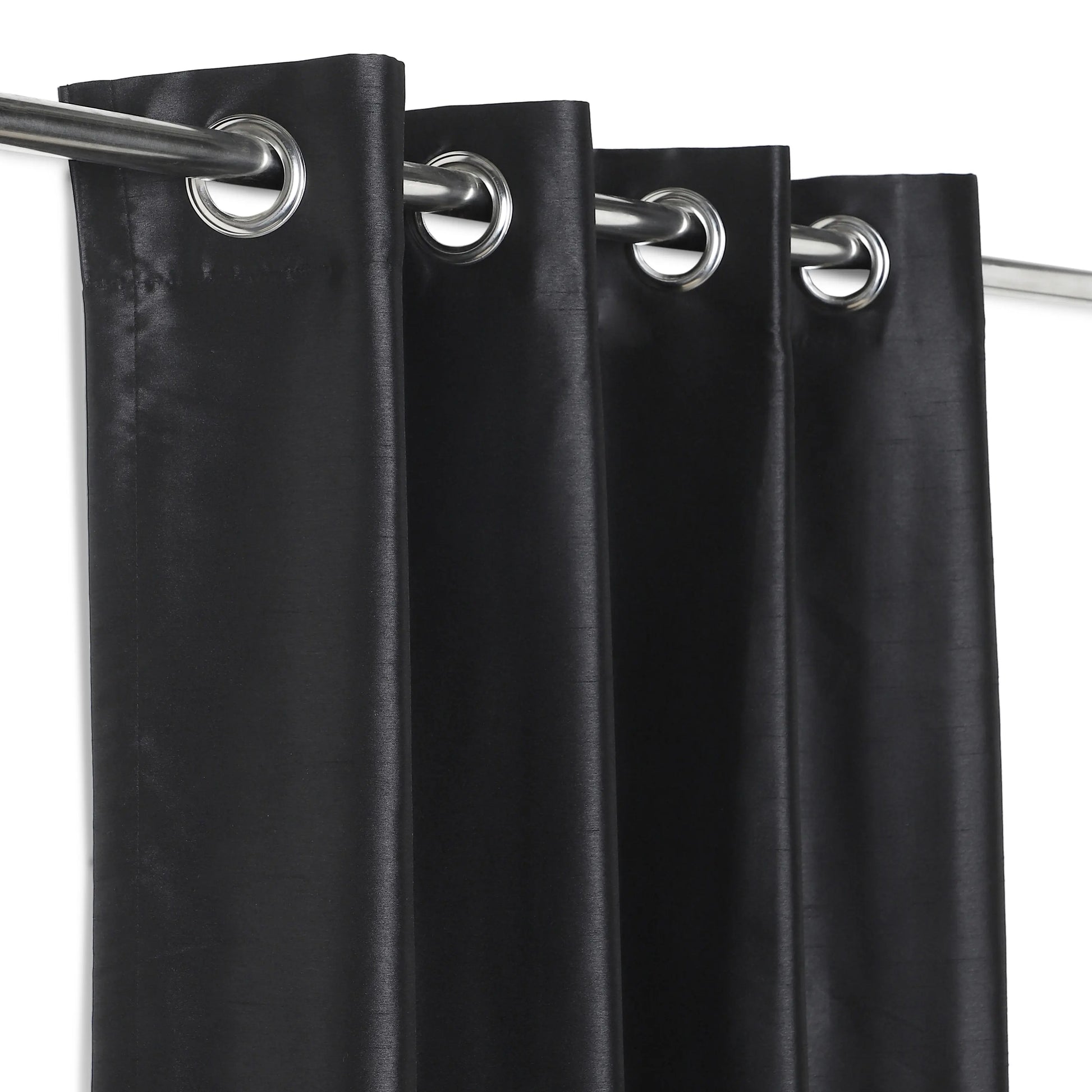 Paleto Set Of 2 Solid Readymade Curtains | Pure Hues Black / Door (4.25ft X 7.22ft)