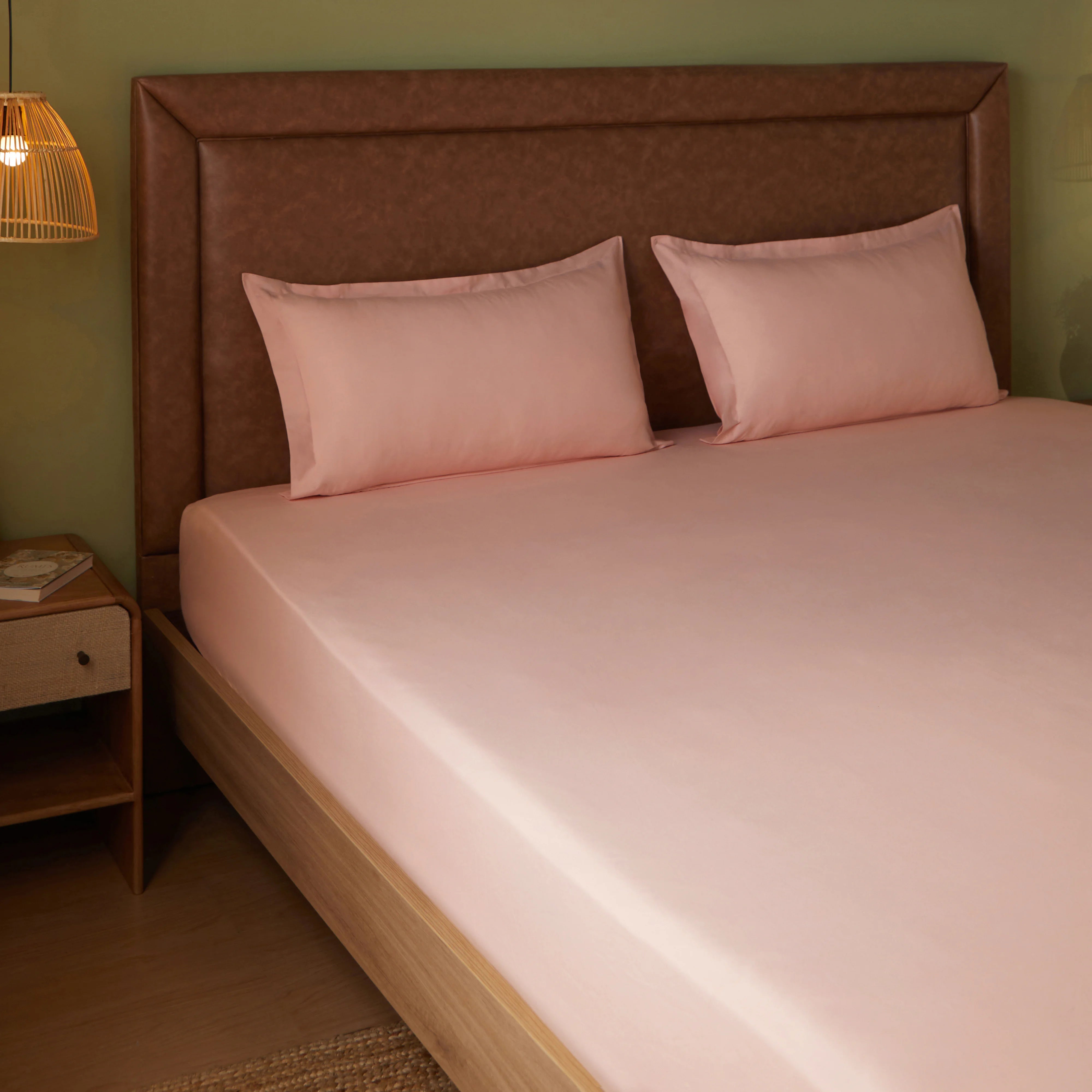 Paleto | Everyday Hues Solid Dyed Cotton Fitted Sheet Set-Veiled Rose Veiled Rose / Queen