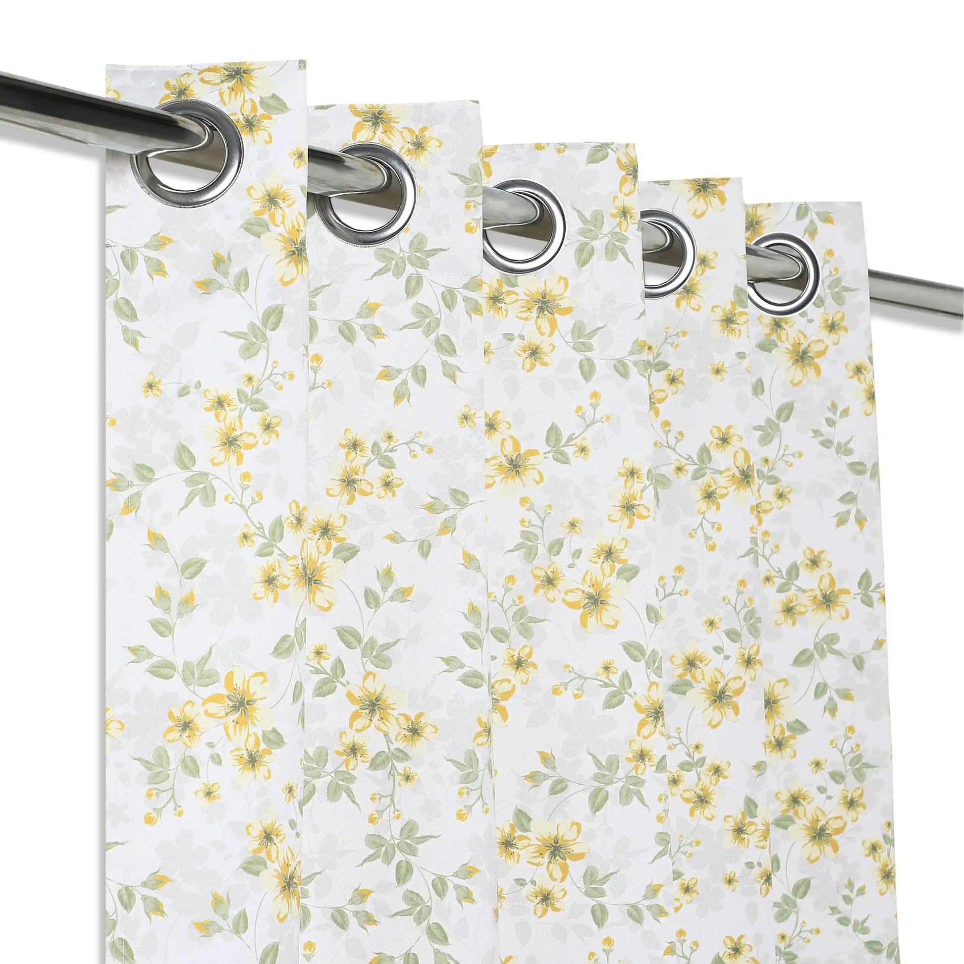 Bloomshire Classic Set Of 2 Printed Readymade Curtains | Blooming Tales Pistachio / Door (7ft X 4.4ft)