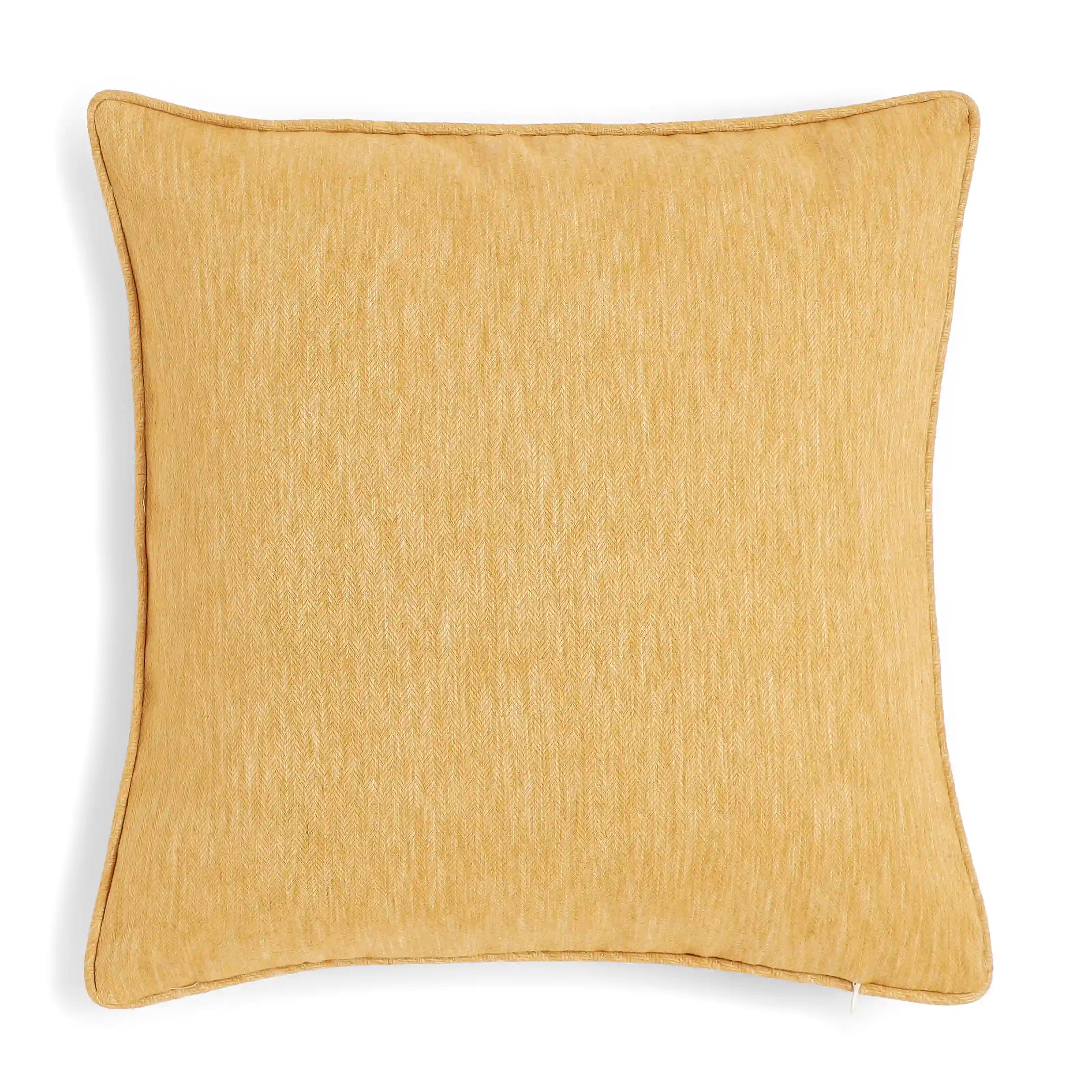 Vissencia Solid Cushion Cover | Textured Weaves Golden Nectar / Cushion Cover (51cm x 51cm)