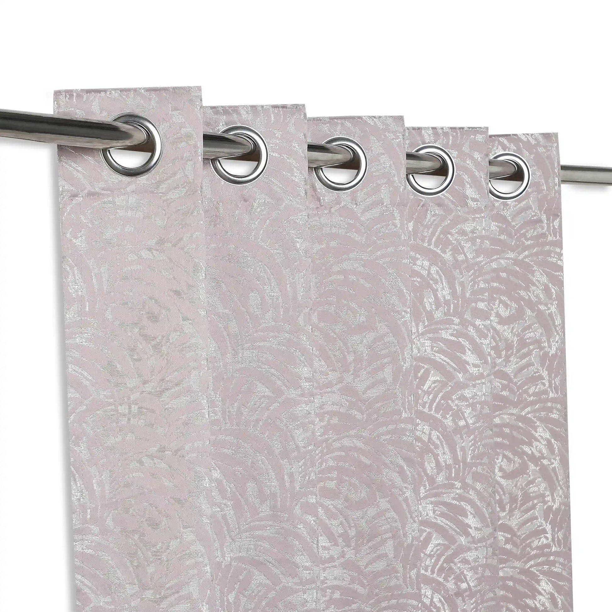 De Jacquard - Luxe Set Of 2 Jacquard Readymade Curtains | Natural Imprint Misty Lavender / Window (5ft X 4.4ft)