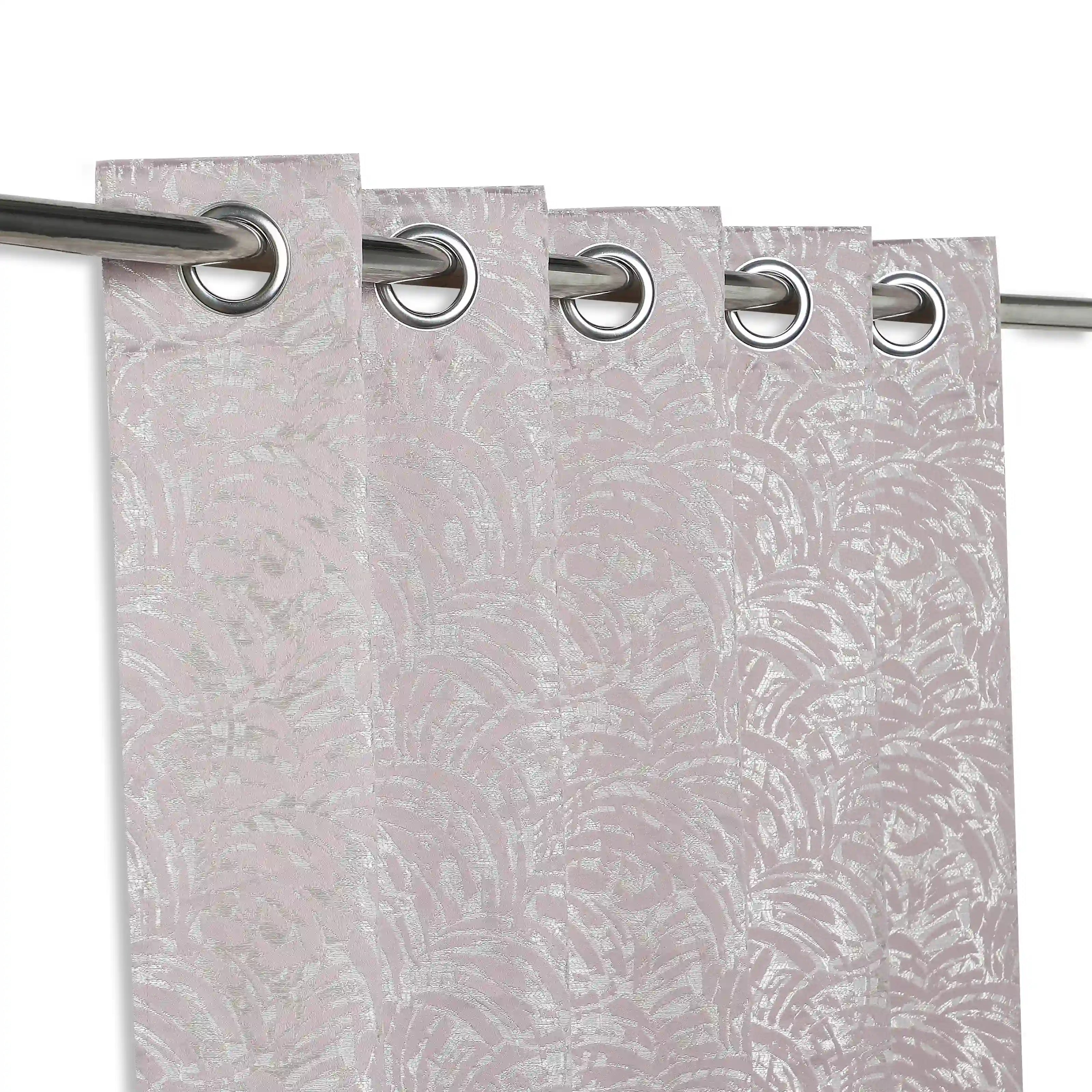 De Jacquard - Luxe Set Of 2 Jacquard Readymade Curtains | Natural Imprint Misty Lavender / Window (5ft X 4.4ft)