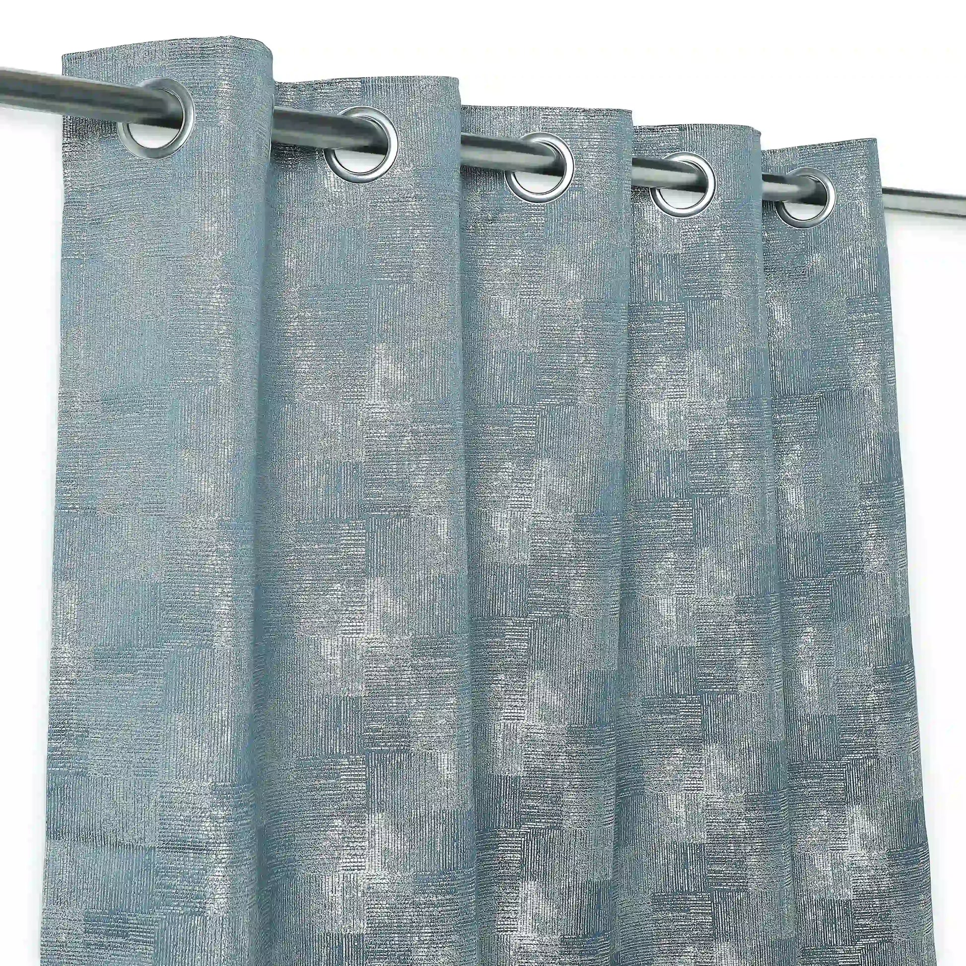 De Jacquard - Luxe Set Of 2 Jacquard Readymade Curtains | Eternal Imprint Teal Dust / Window (5ft X 4.4ft)