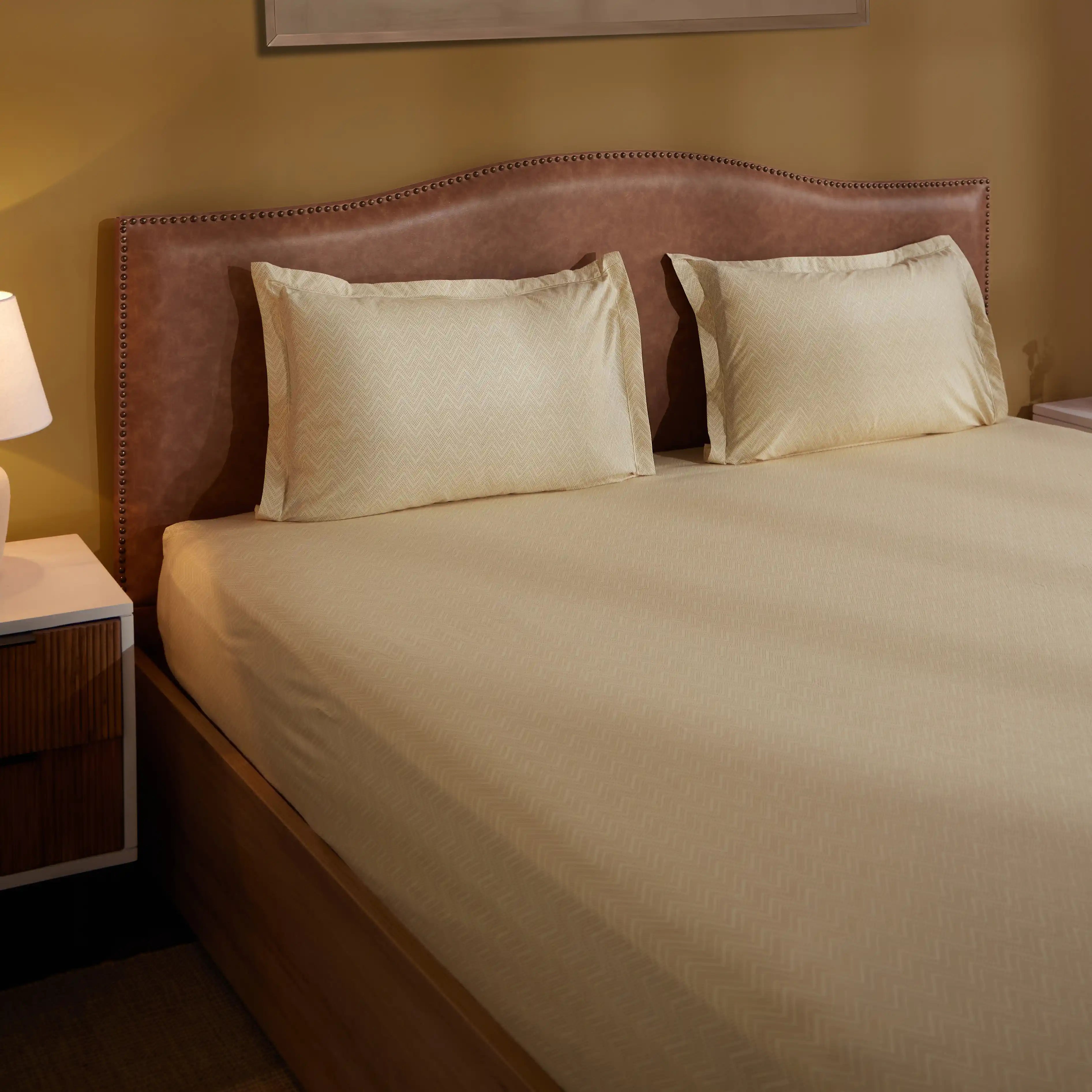Threadscapes Printed Bedsheet Set-Beige Beige / Double