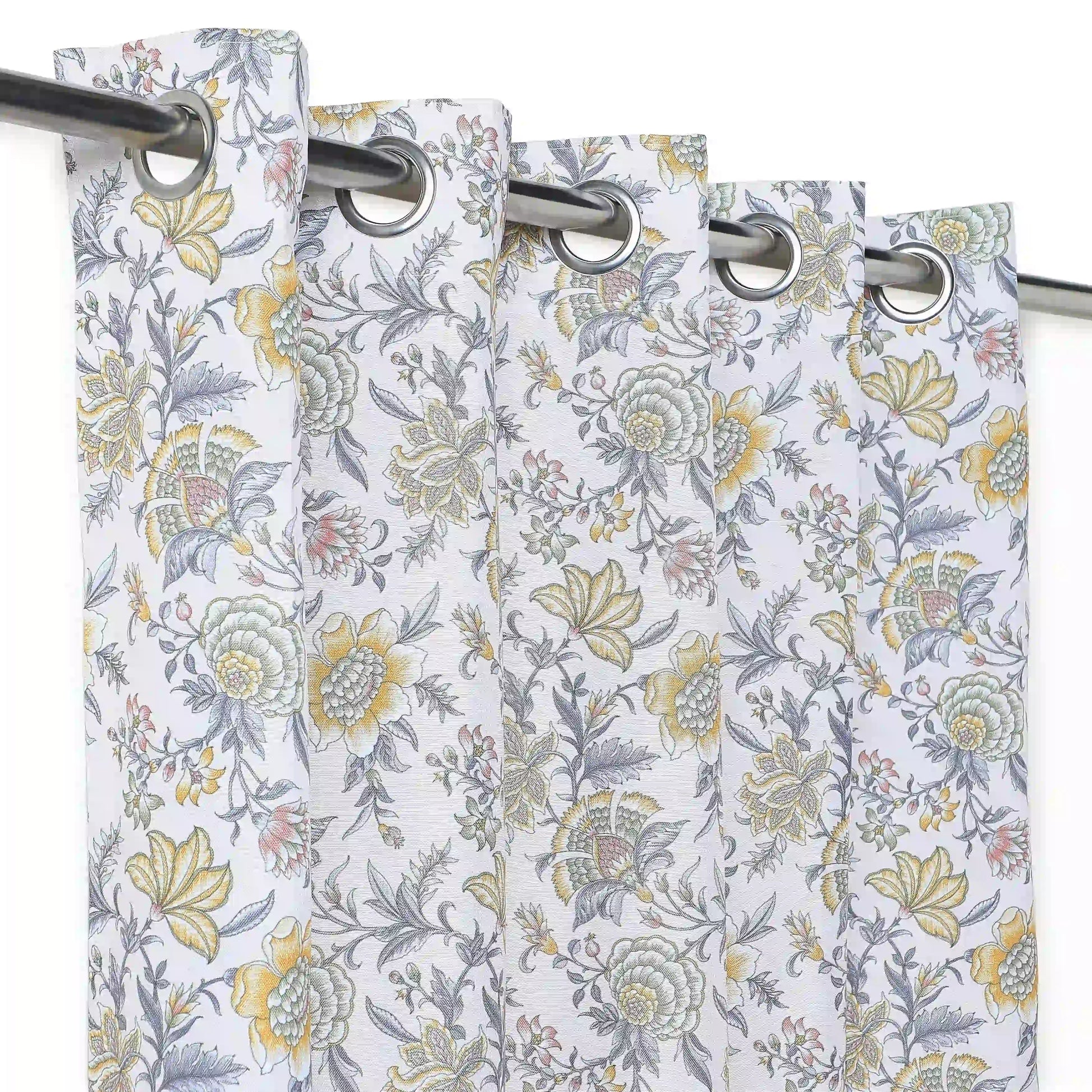 Chippa Lane Set Of 2 Printed Readymade Curtains | Chintz Affair Mustard / Door-XL (9ft X 4.4ft)