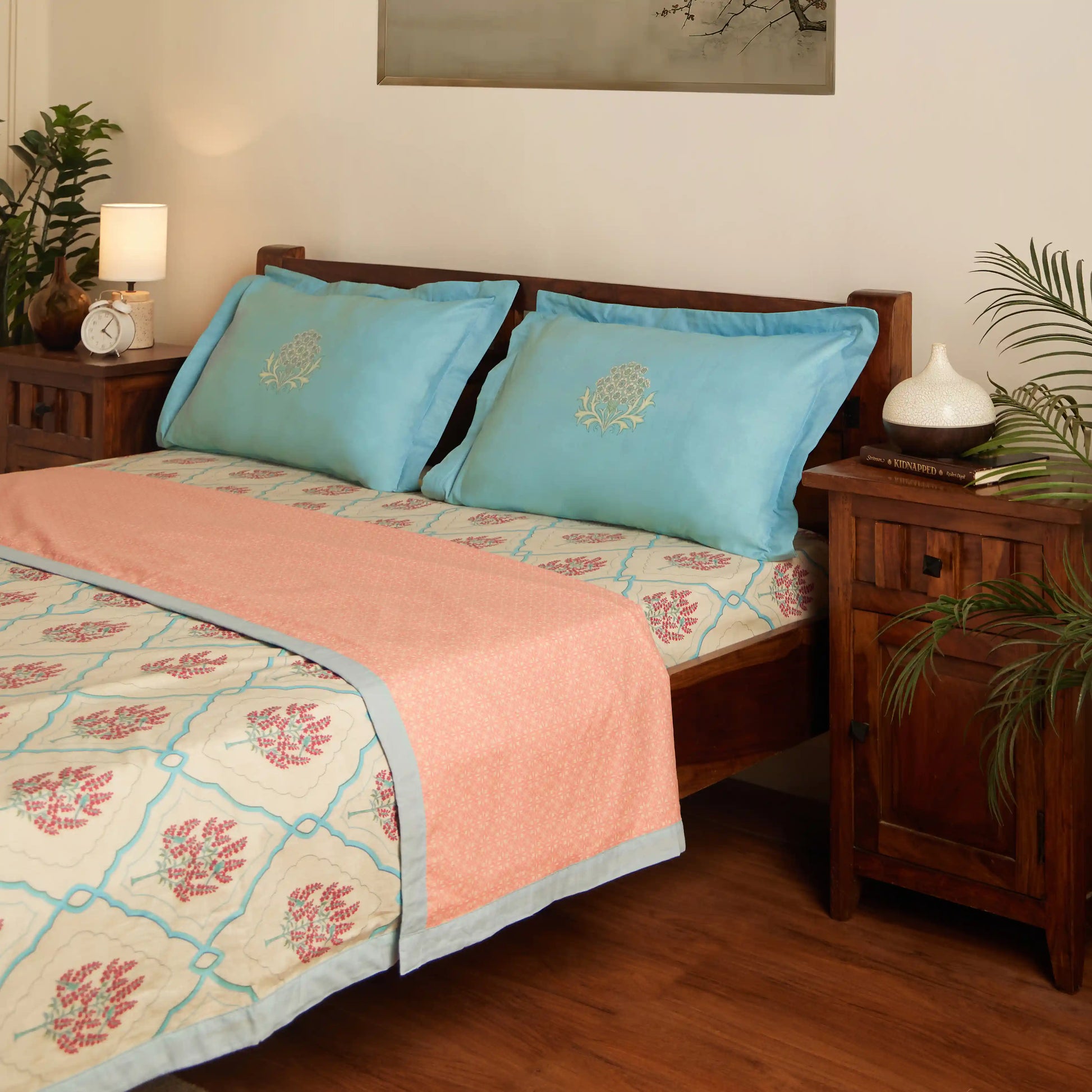 Chippa Lane | Contemporary Indian Print Design Reversible Dohar with Super Soft Flannel Layering-Sage Bloom Sage Bloom / Double