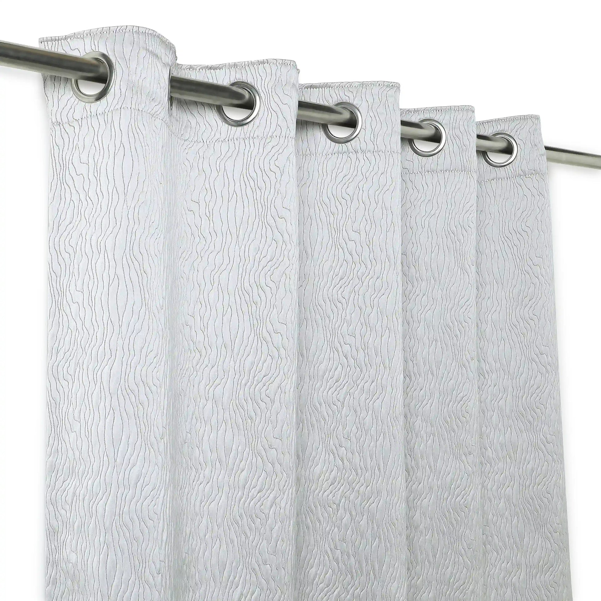 Pelushe Set Of 2 Textured Readymade Curtains | Nature Flow Ash / Window (5ft X 4.4ft)