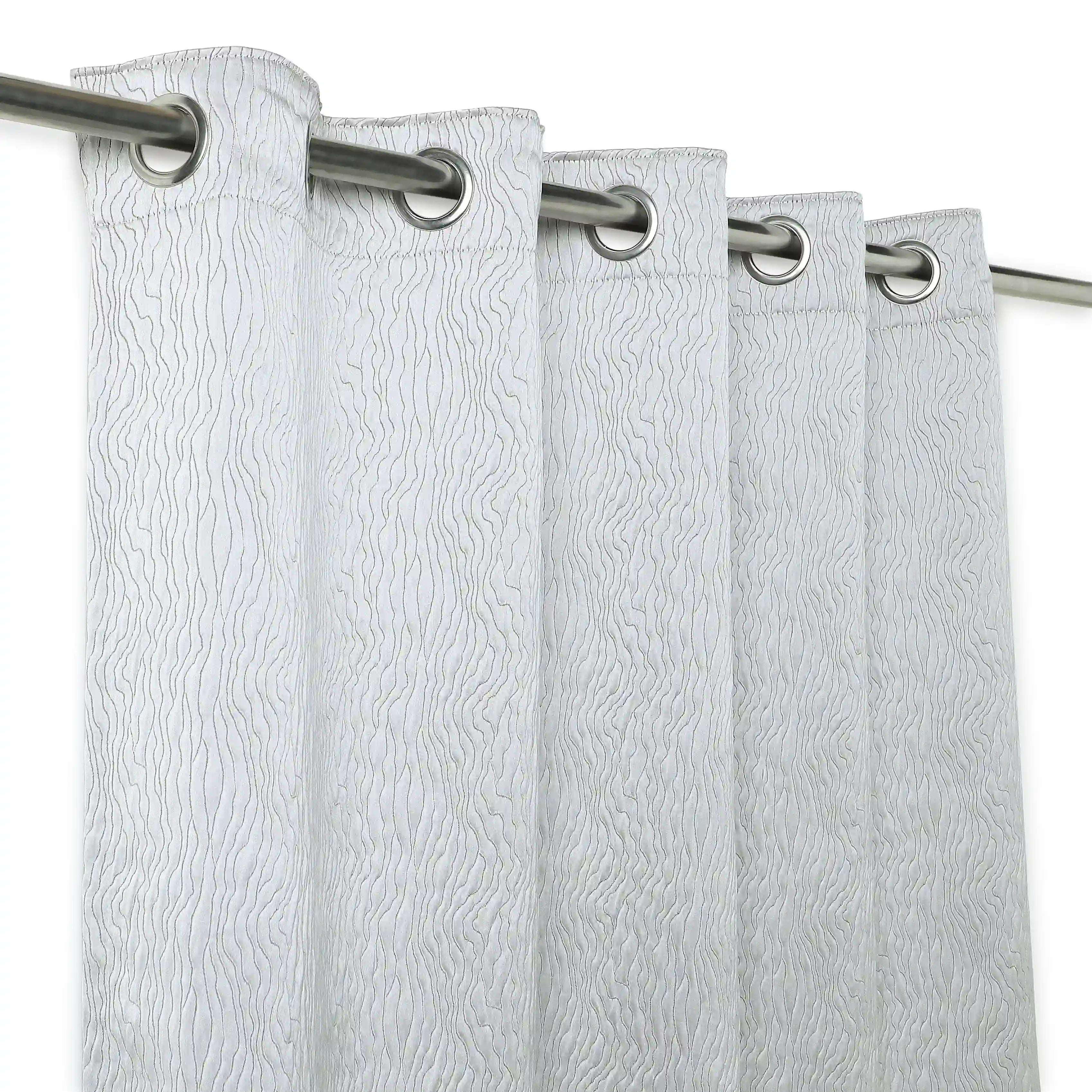 Pelushe Set Of 2 Textured Readymade Curtains | Nature Flow Ash / Window (5ft X 4.4ft)