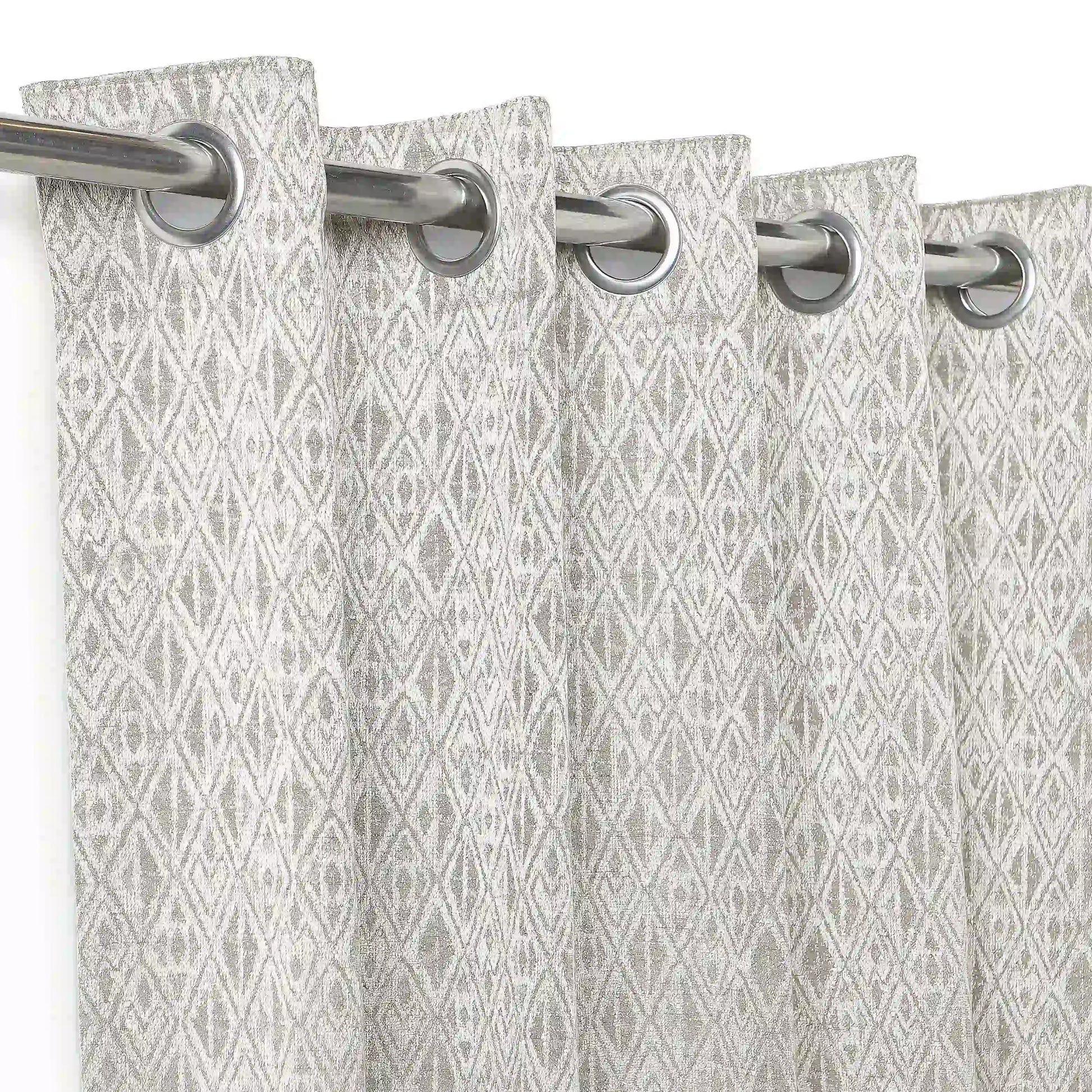 De Jacquard - Classic Set Of 2 Jacquard Readymade Curtains | Cozy Diamonds Cloud / Door-XL (9ft X 4.4ft)