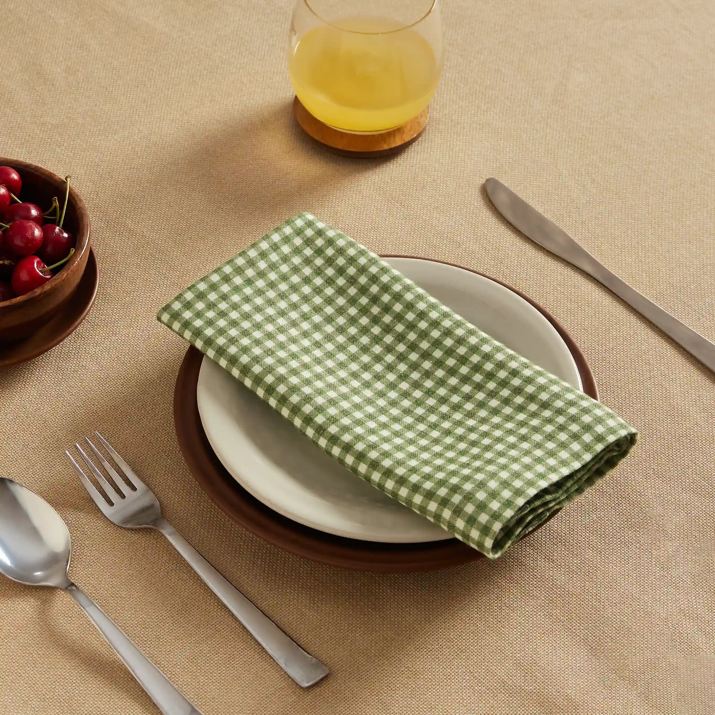 Nonna's Home 100% Cotton Table Napkin Set Small Rosemary Gingham / Pack of 6