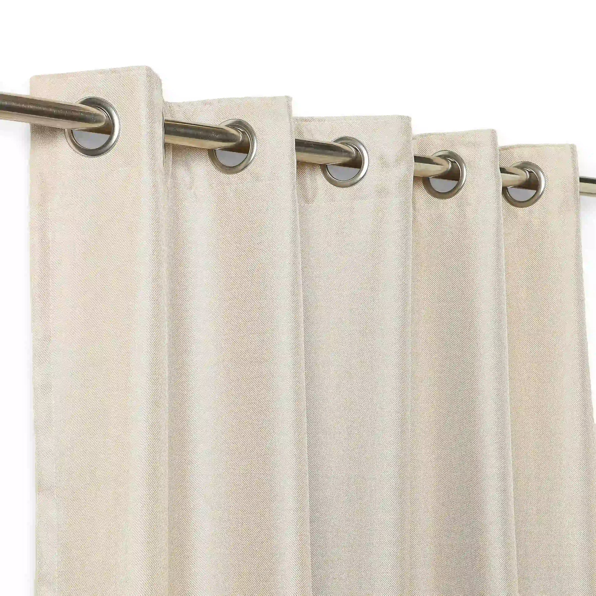 Paleto Set Of 2 Solid Readymade Curtains | Muted Moments Latte / Window (5ft X 4.4ft)