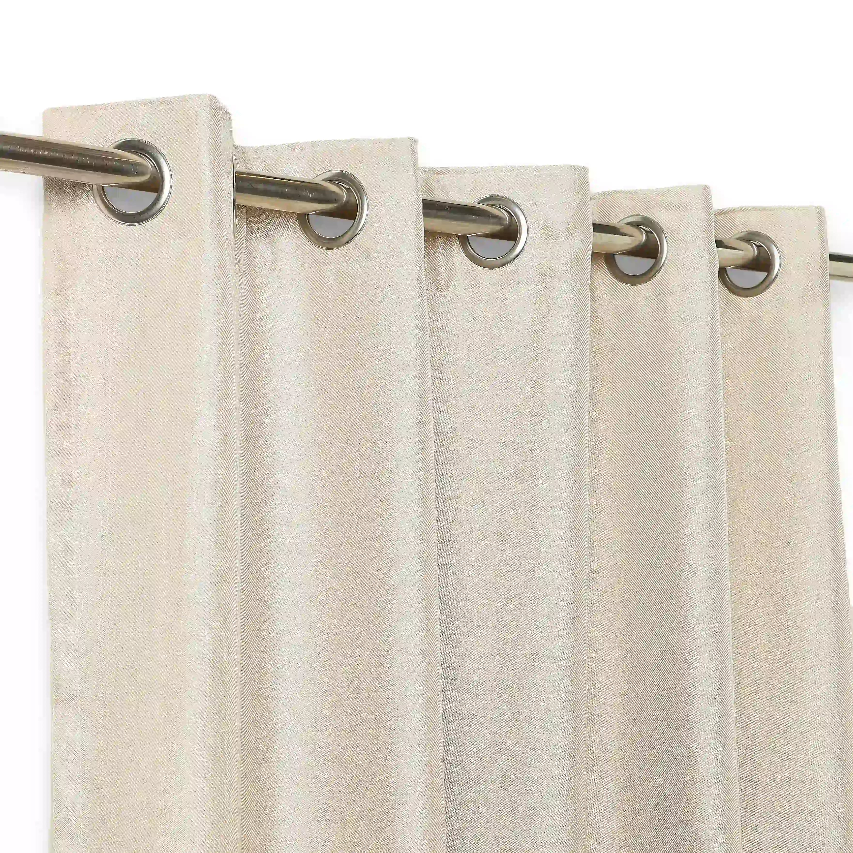 Paleto Set Of 2 Solid Readymade Curtains | Muted Moments Latte / Window (5ft X 4.4ft)