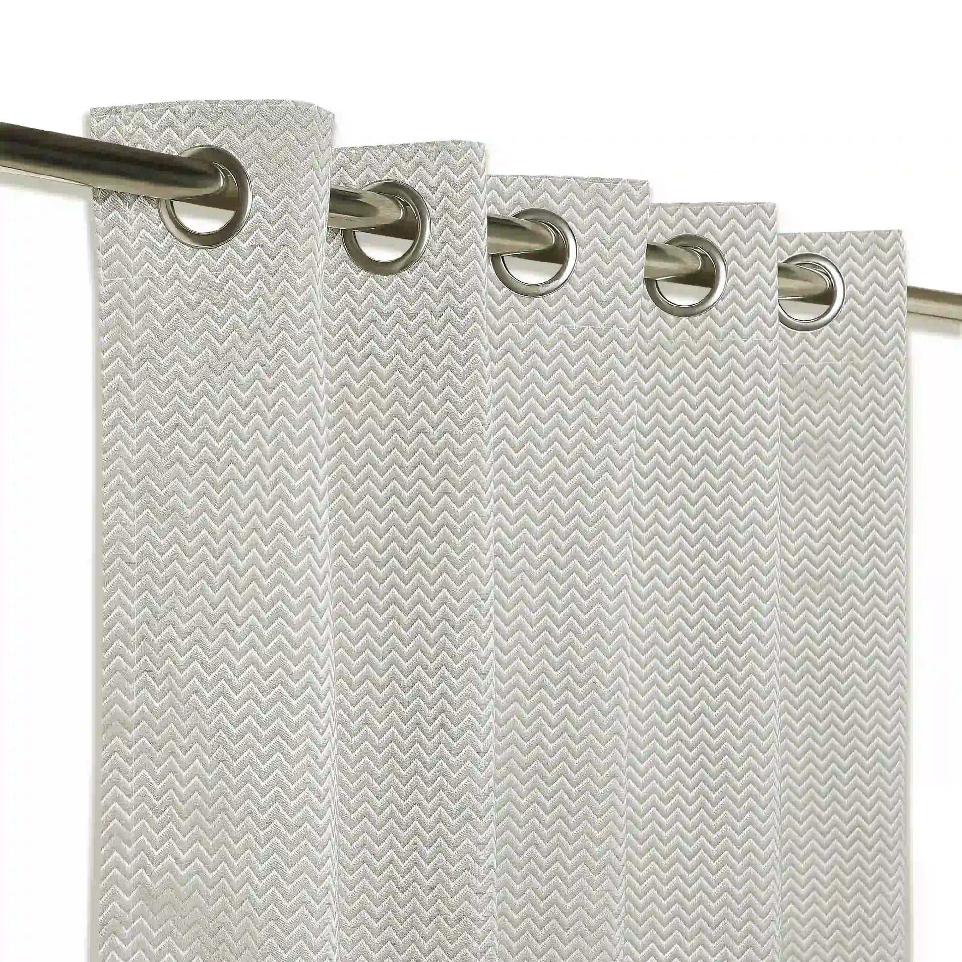De Jacquard - Classic Set Of 2 Jacquard Readymade Curtains | Endless Chevron Mink / Window (5ft X 4.4ft)