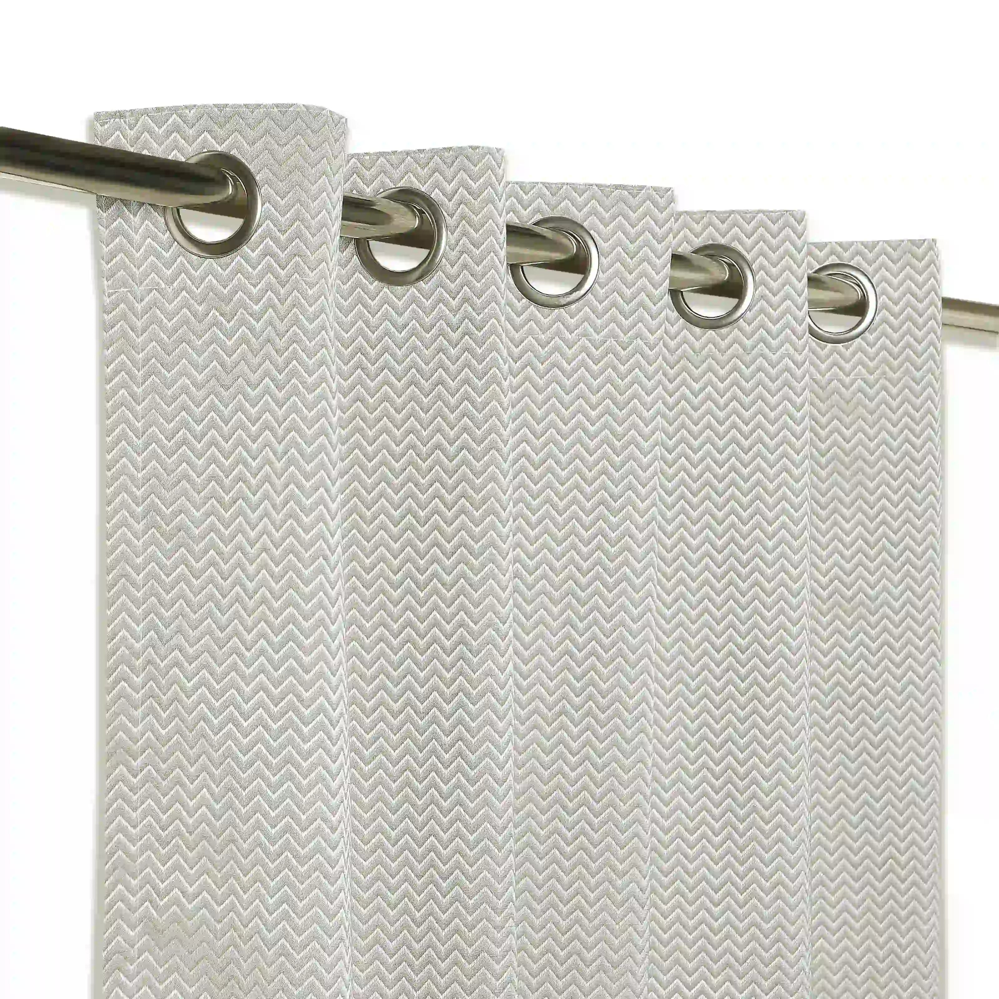 De Jacquard - Classic Set Of 2 Jacquard Readymade Curtains | Endless Chevron Mink / Window (5ft X 4.4ft)