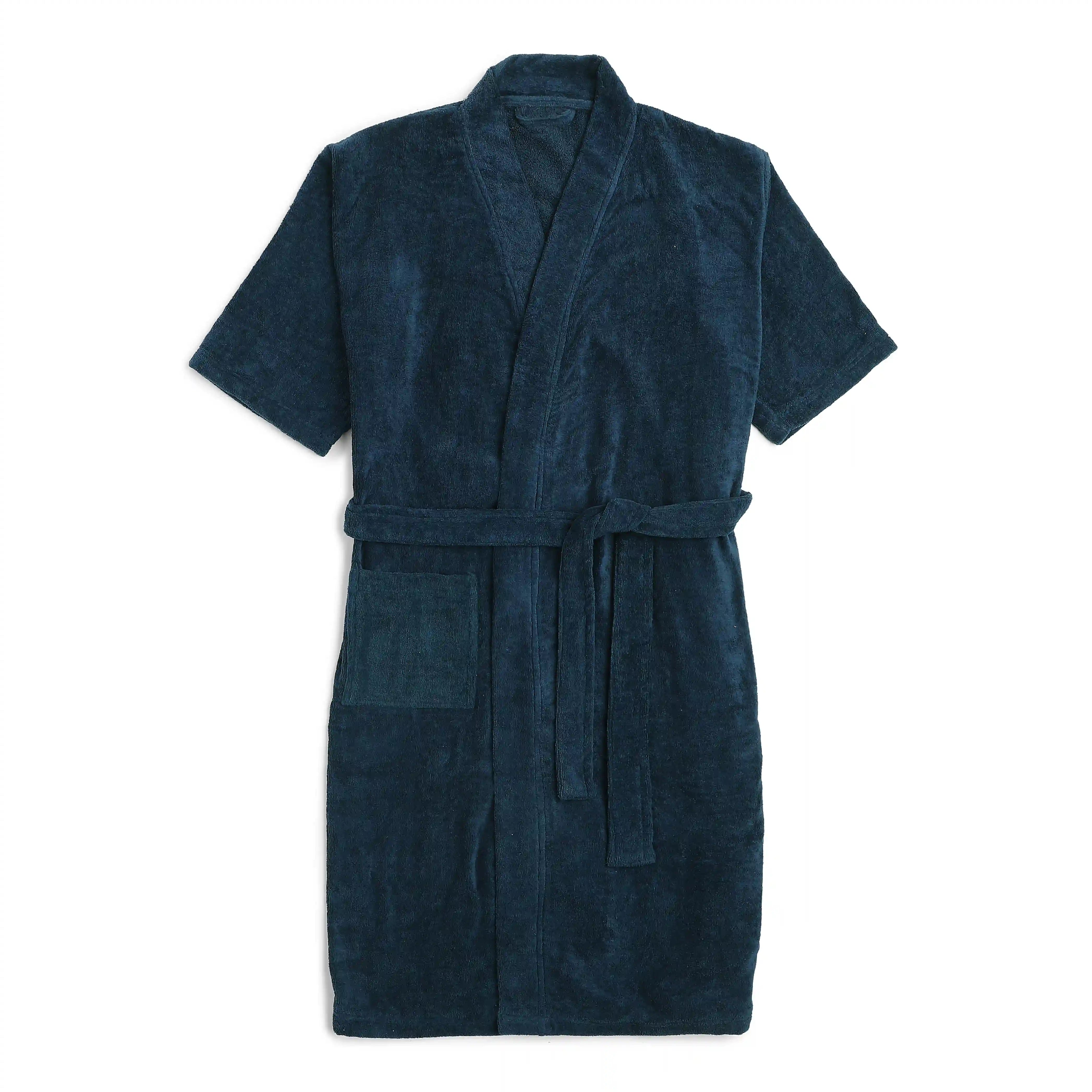 Paleto | Everyday Essentials Cozy Fit Absorbent Cotton Bathrobe Navy Blue / Medium