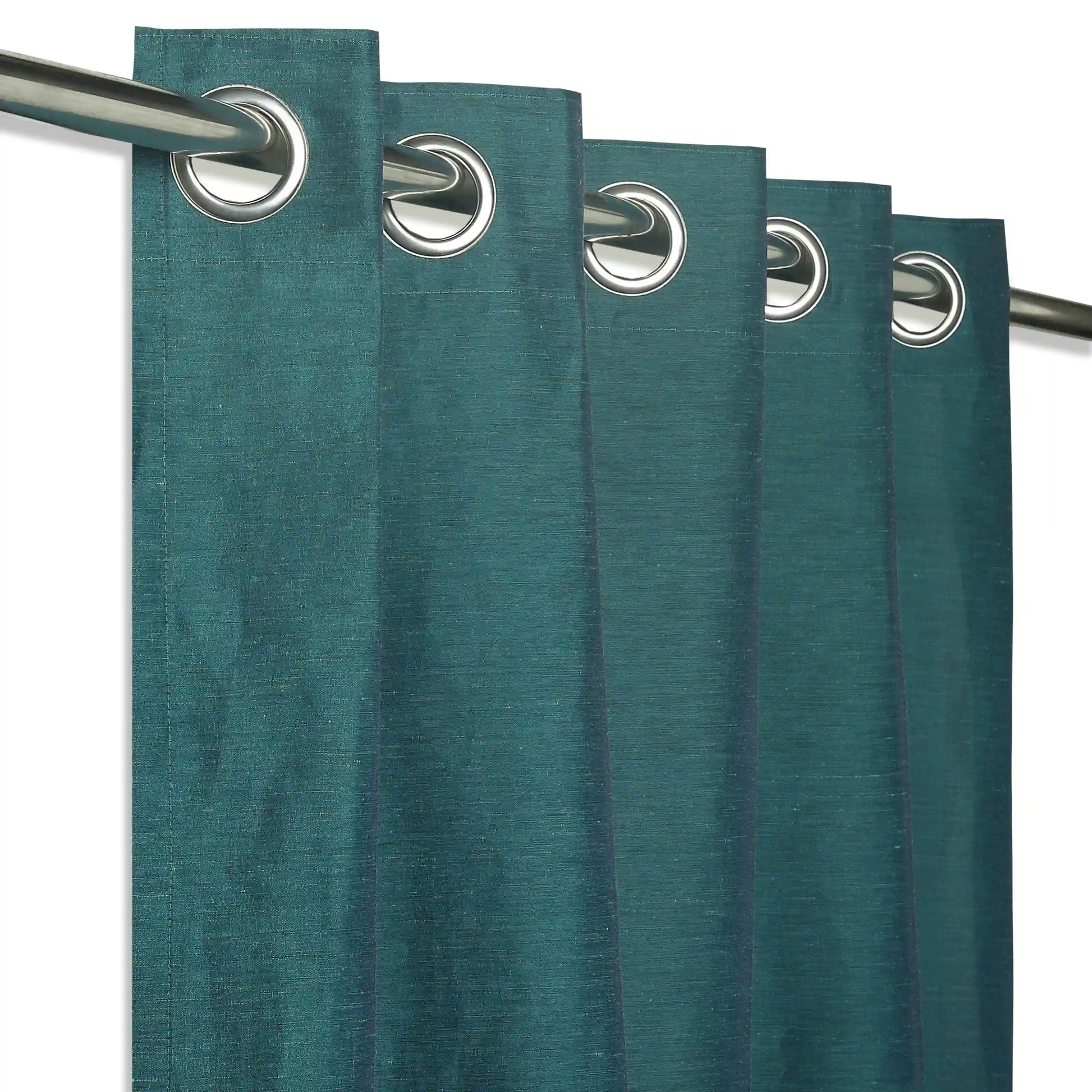 Paleto Set Of 2 Solid Readymade Curtains | Hue Harmony Deepsea / Window (5ft X 4.4ft)