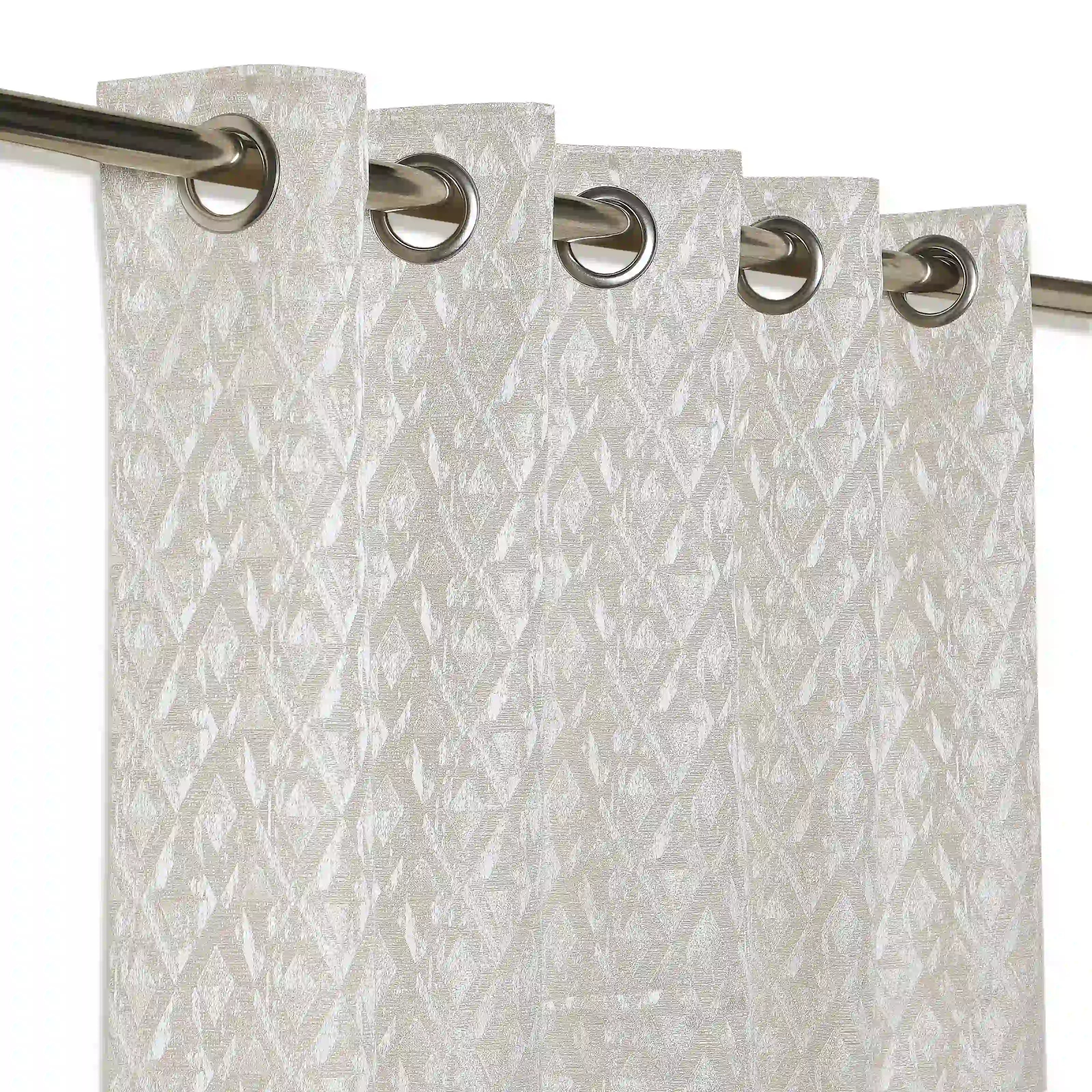 De Jacquard - Classic Set Of 2 Jacquard Readymade Curtains | Diamond Drift Stone / Window (5ft X 4.4ft)