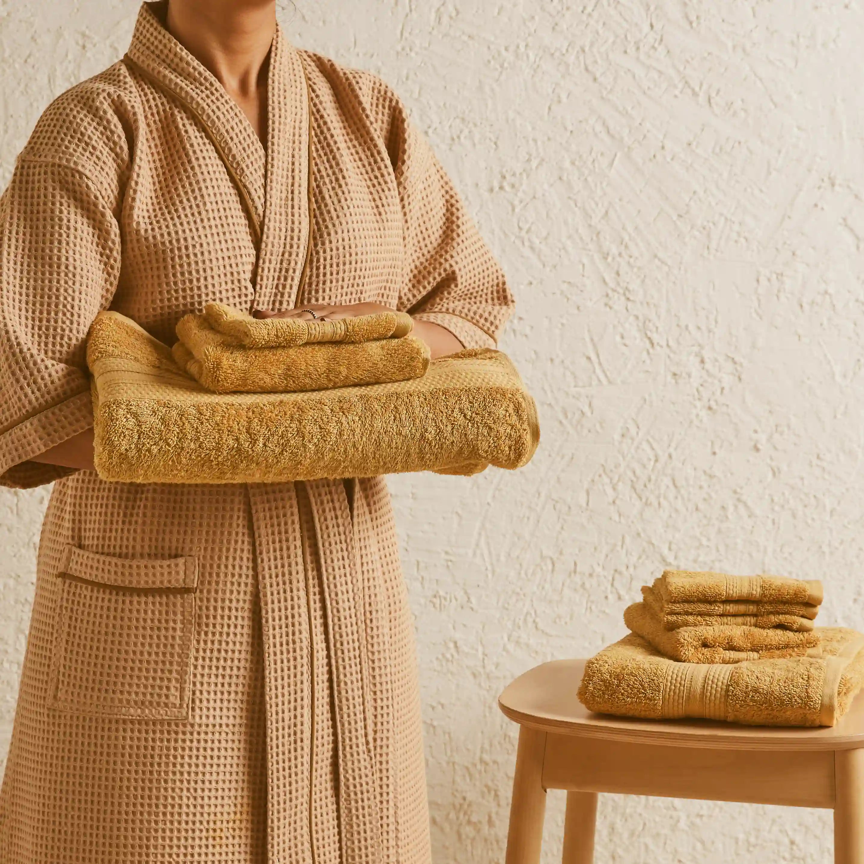 Paleto | Everyday Essentials Absorbent Ring Spun Cotton 8 Piece Terry Towel Set | Set of Bath, Hand & Face Towels Beige / 8 Piece Set