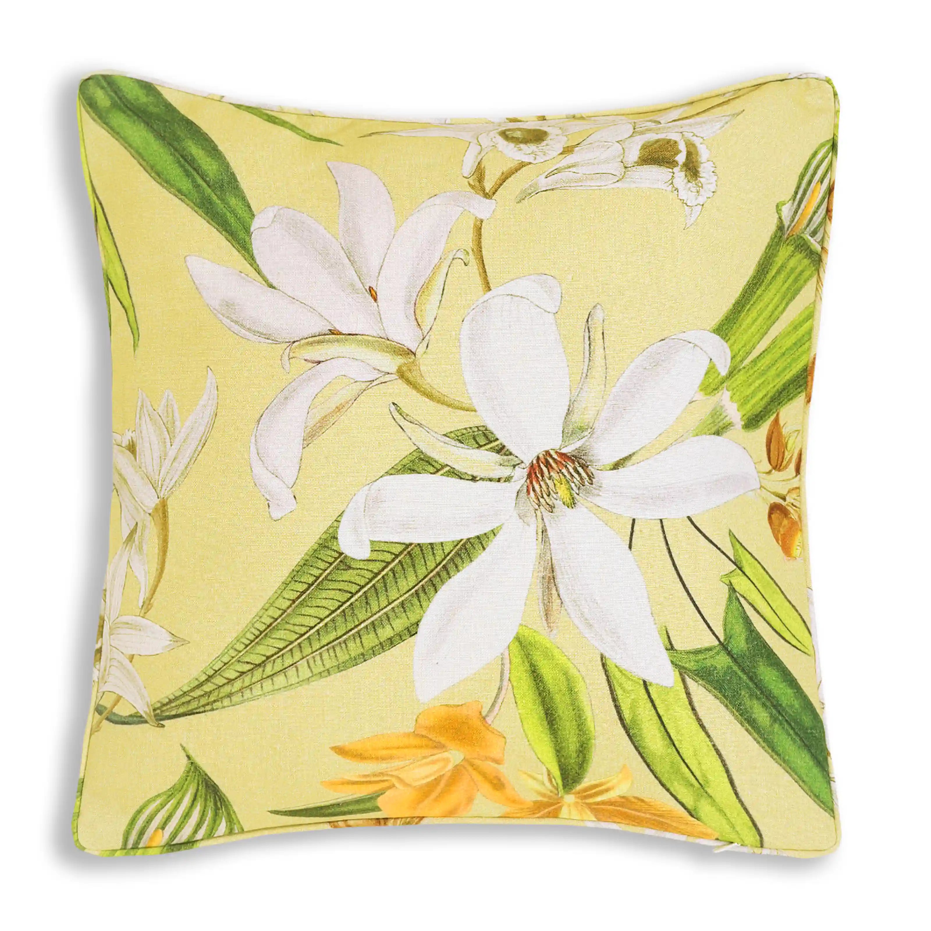 Espricia Printed Cushion Cover | Botanic Hues Light Yellow / Cushion Cover (41cm x 41cm)