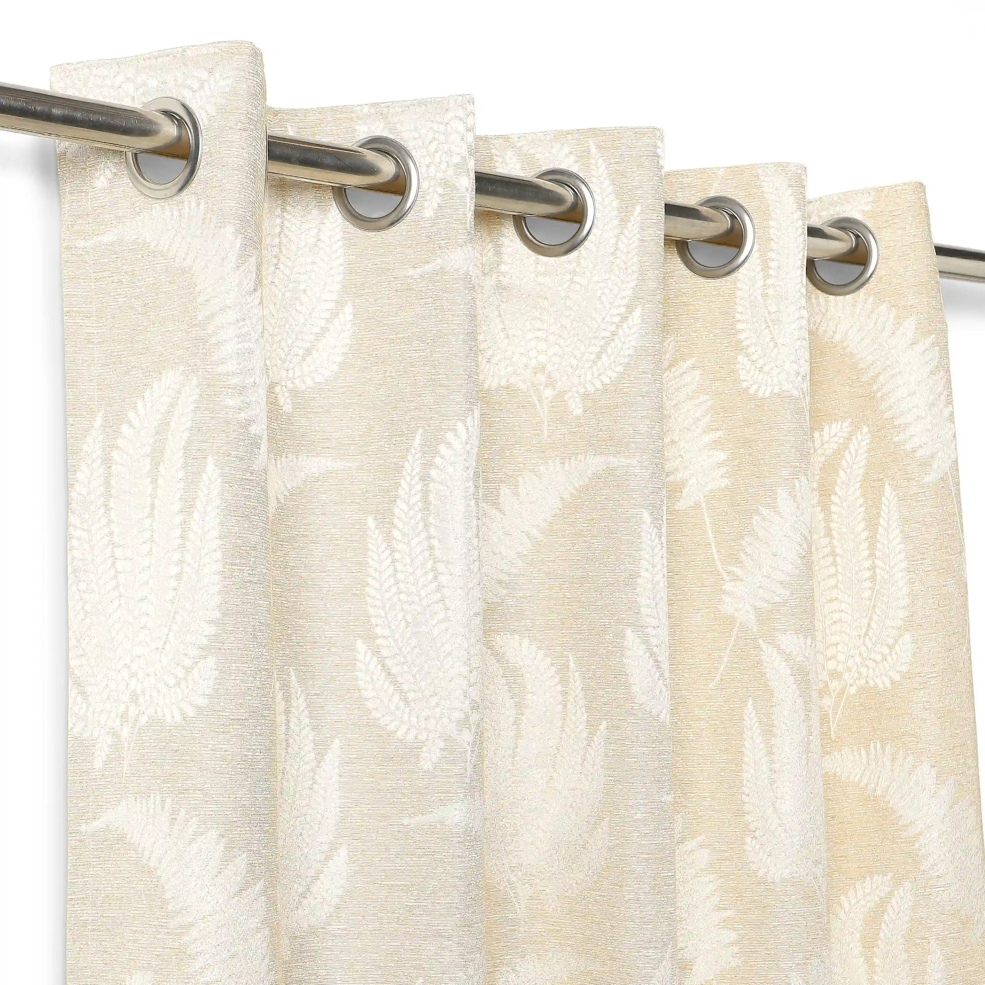 De Jacquard - Classic Set Of 2 Jacquard Readymade Curtains | Tropical Whisper Caramel / Window (5ft X 4.4ft)