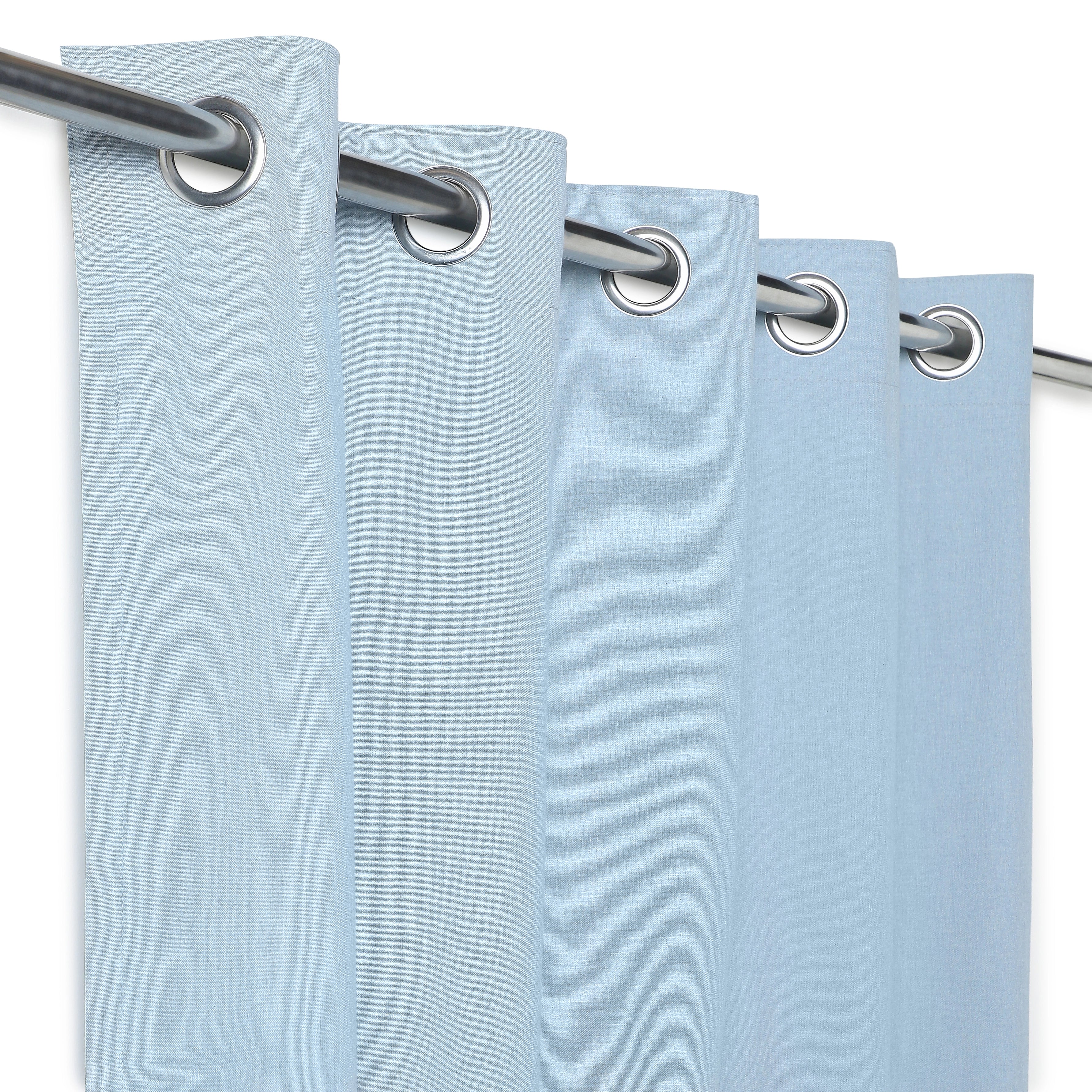 Pelushe Set Of 2 100% Cotton Solid Readymade Curtains | Everyday Hues Blue Haze / Door-XL (9ft X 4.4ft)